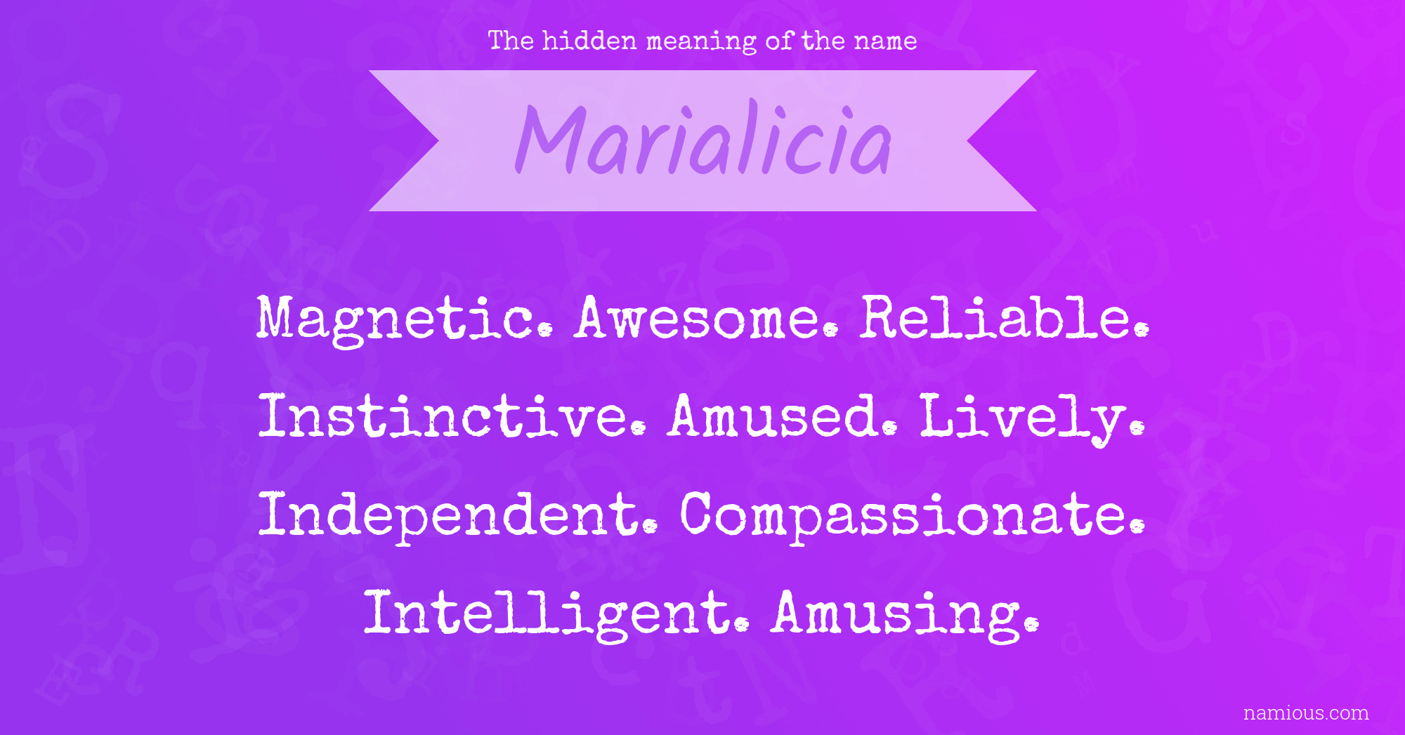 The hidden meaning of the name Marialicia