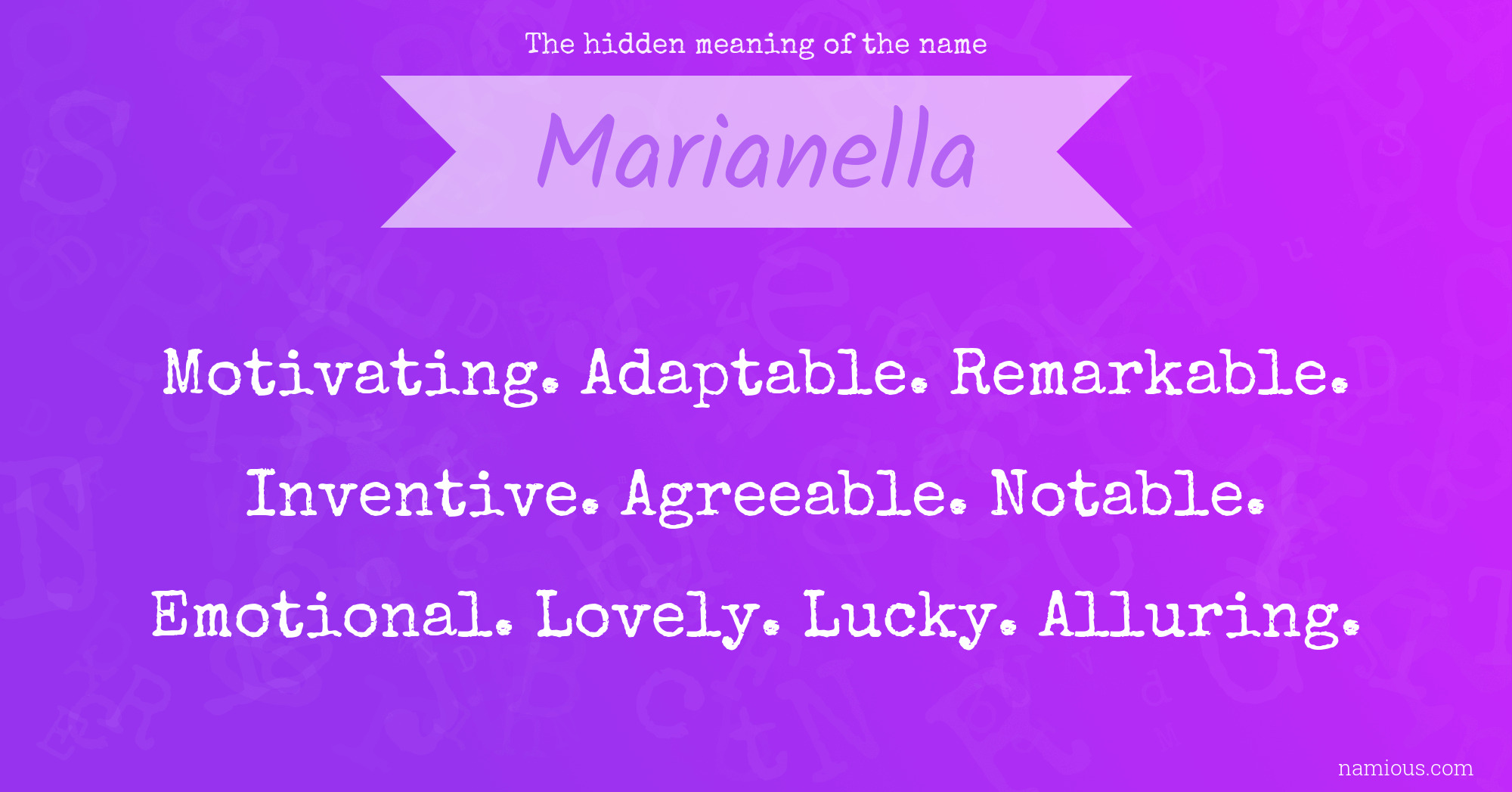 The hidden meaning of the name Marianella