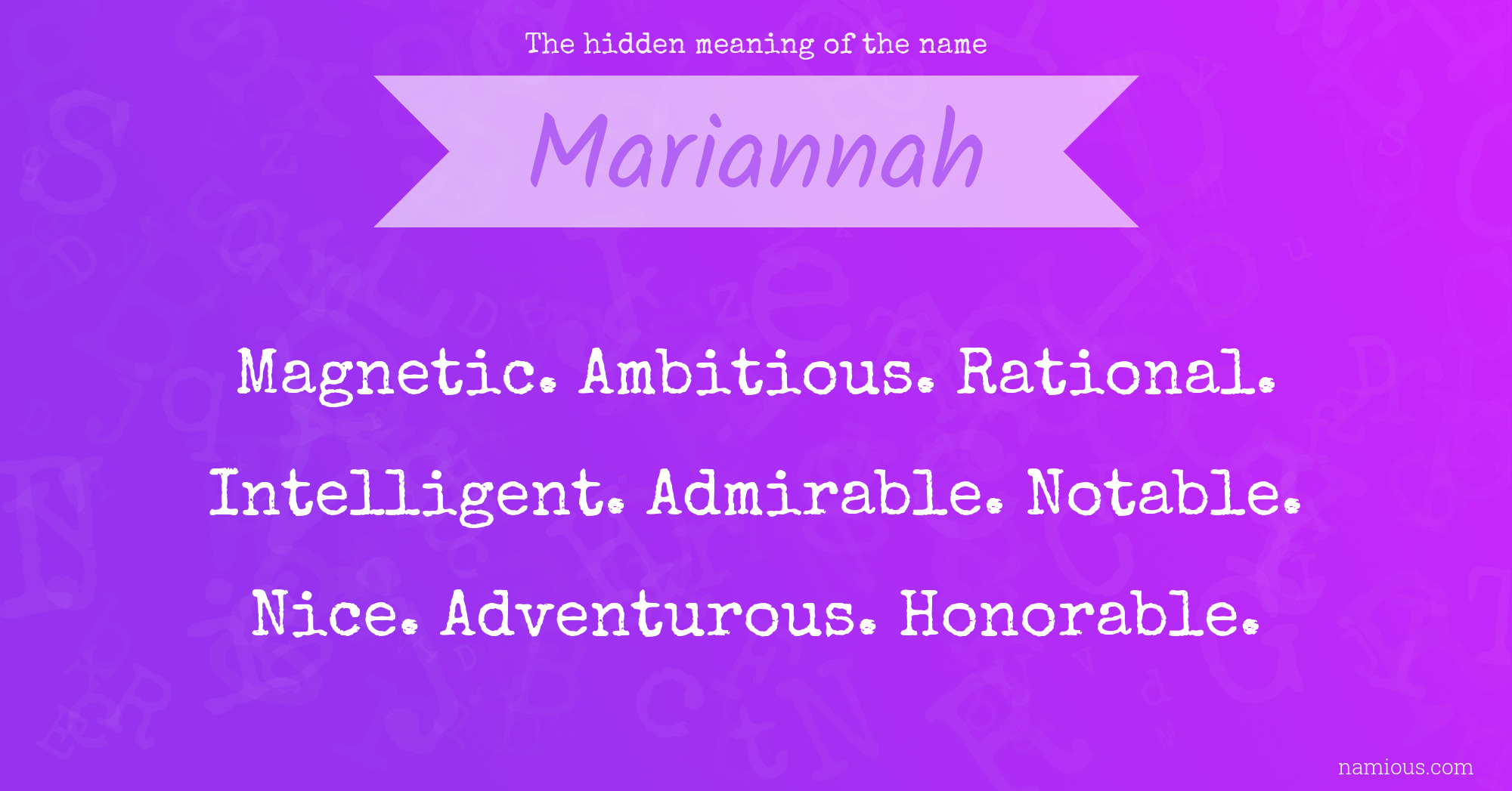 The hidden meaning of the name Mariannah