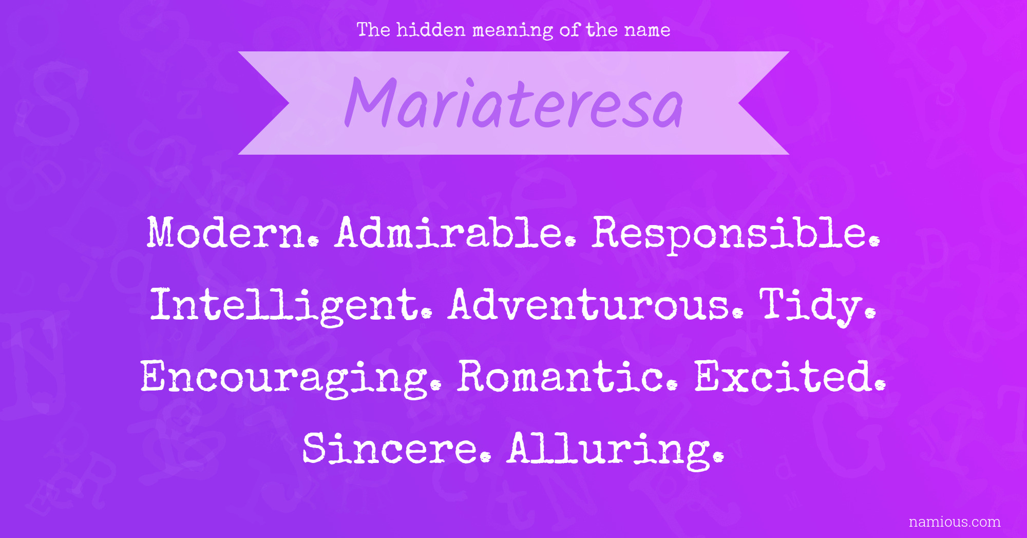 The hidden meaning of the name Mariateresa