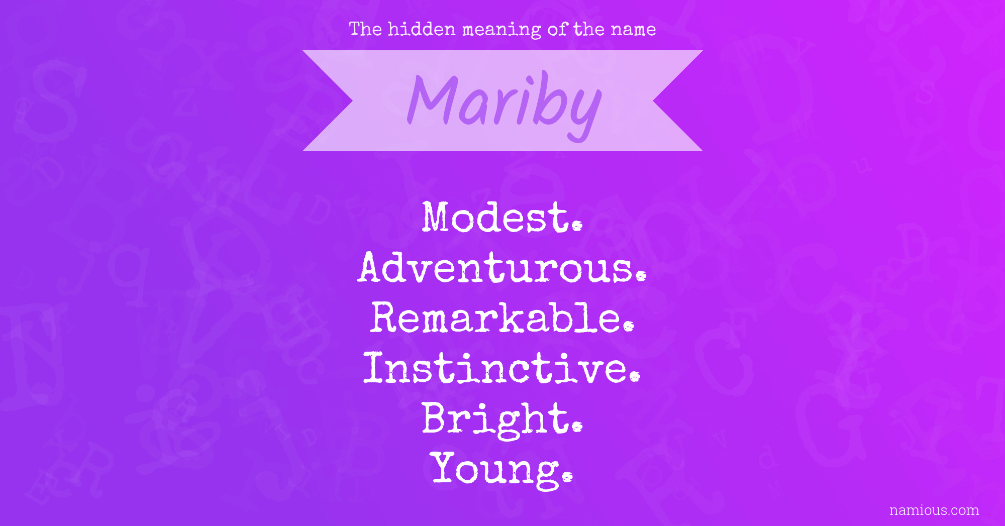 The hidden meaning of the name Mariby