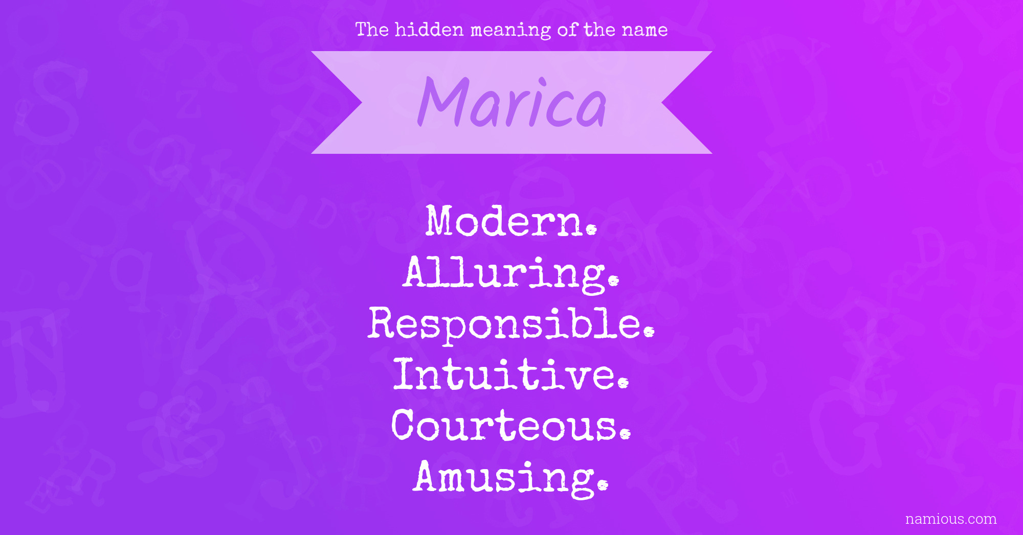 The hidden meaning of the name Marica