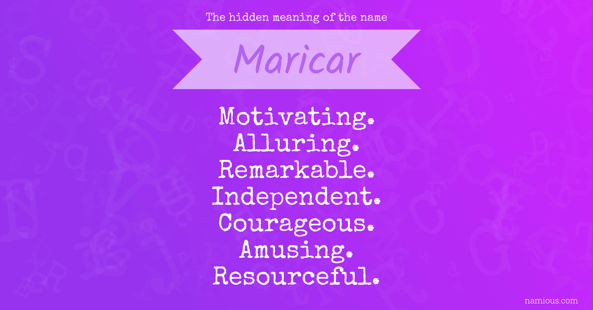 The hidden meaning of the name Maricar