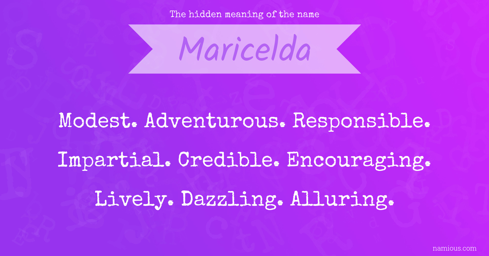 The hidden meaning of the name Maricelda