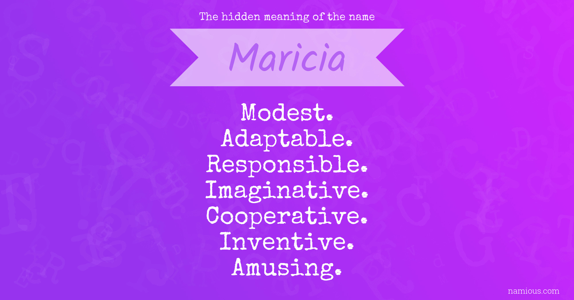 The hidden meaning of the name Maricia