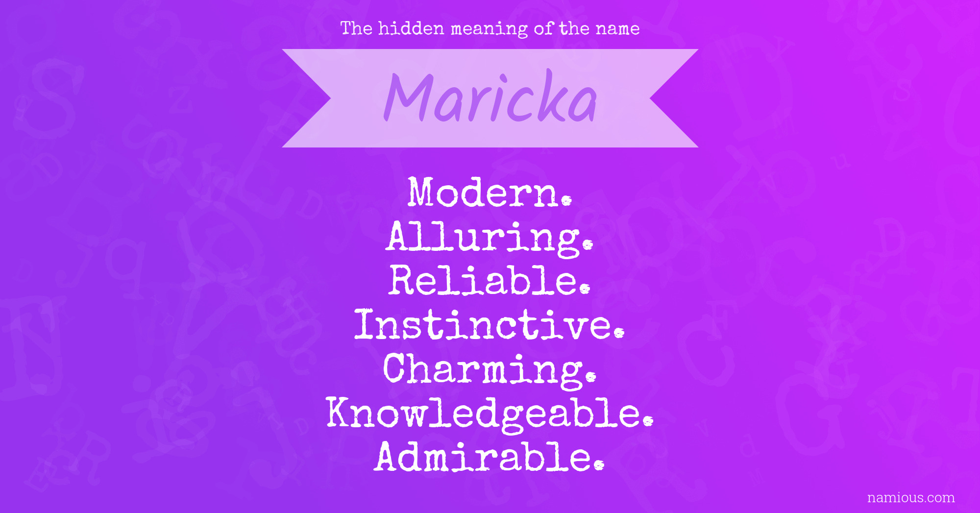 The hidden meaning of the name Maricka