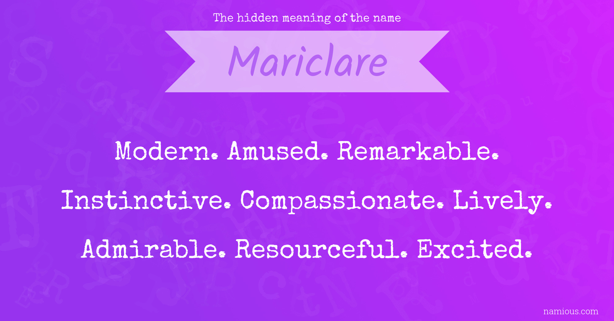 The hidden meaning of the name Mariclare