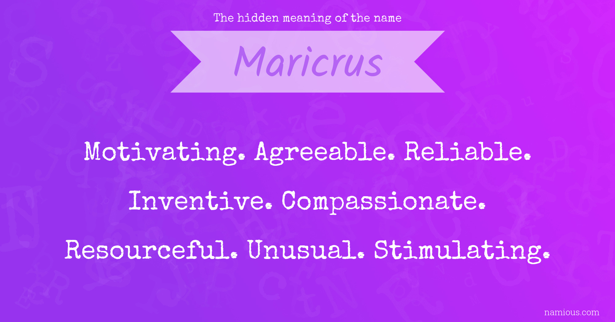 The hidden meaning of the name Maricrus