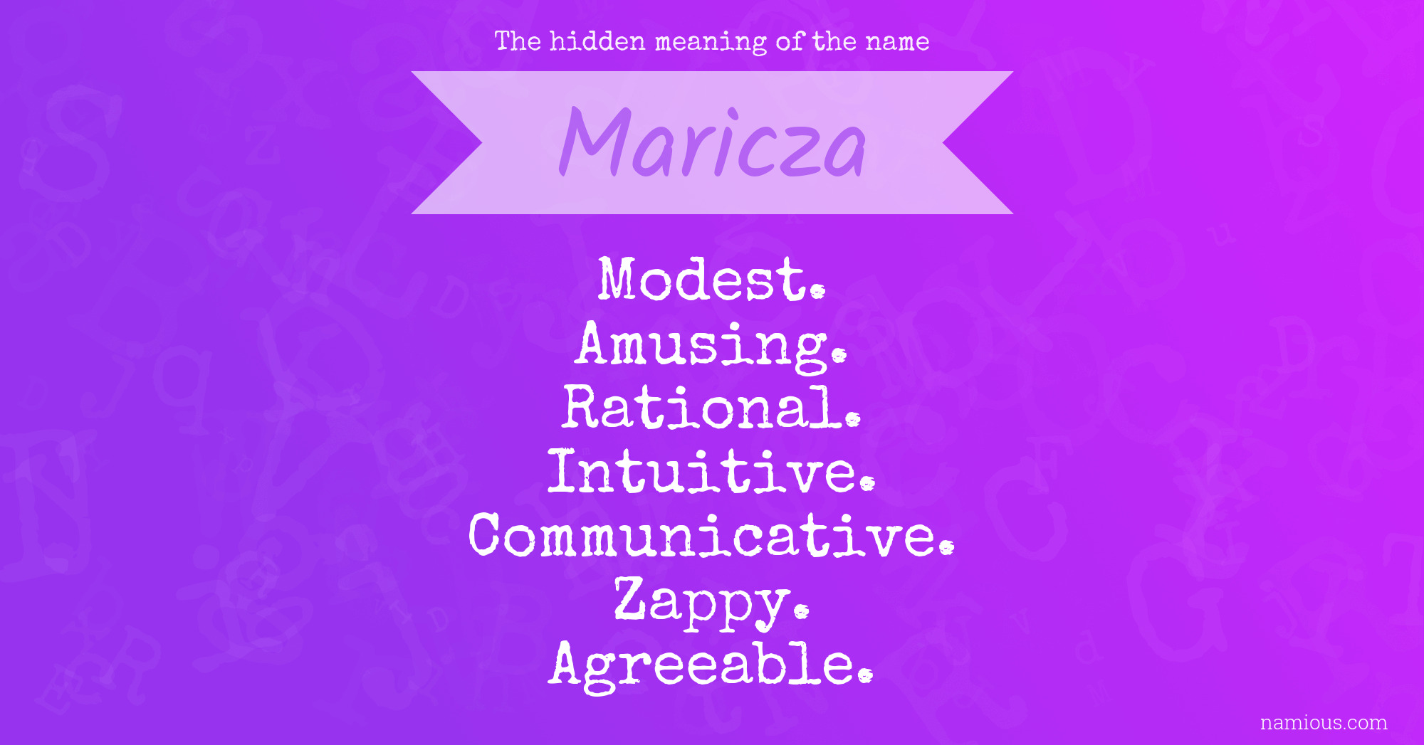 The hidden meaning of the name Maricza