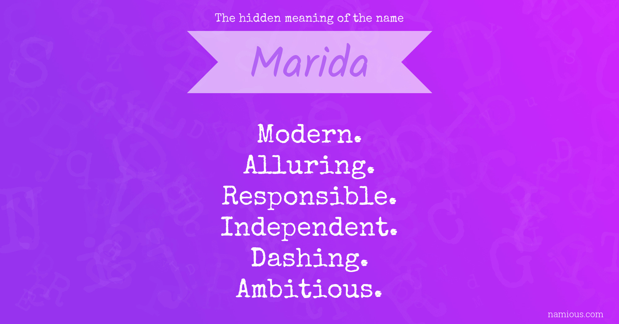 The hidden meaning of the name Marida