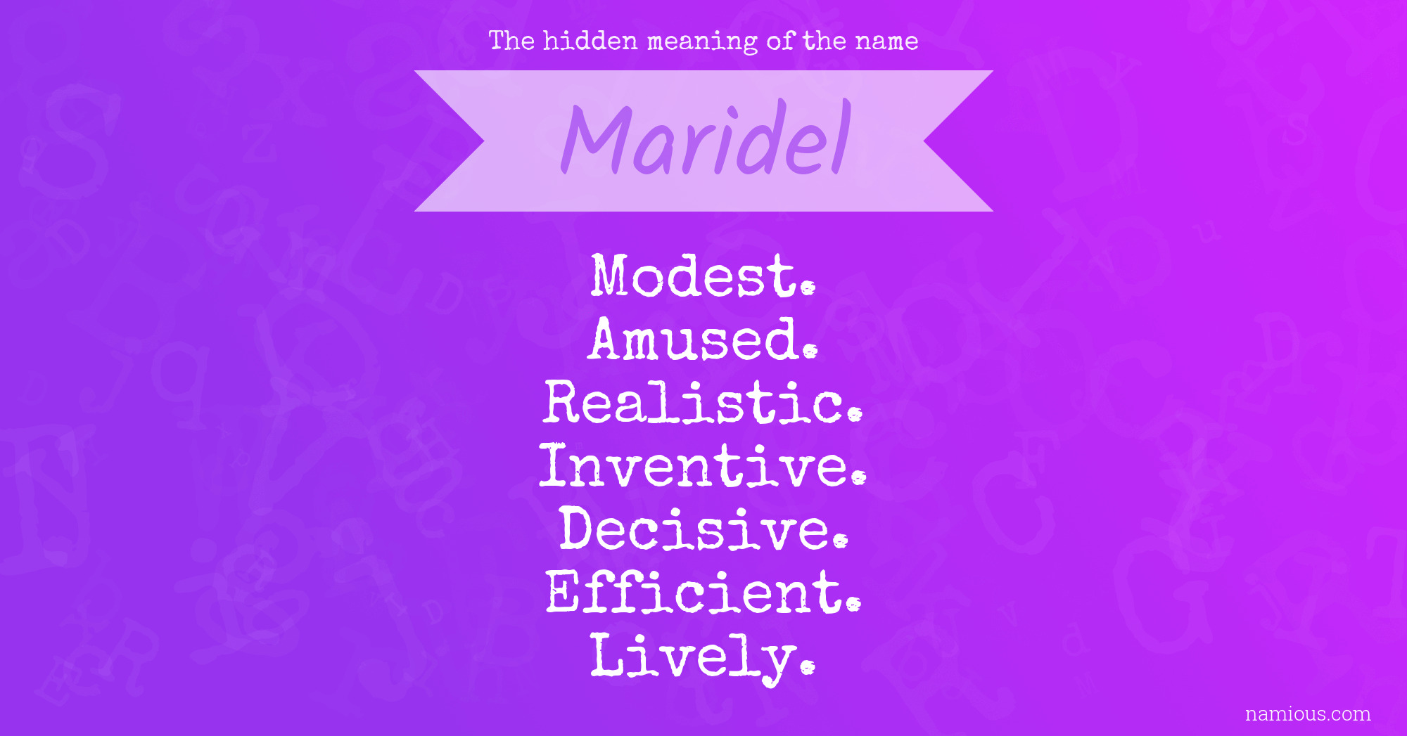 The hidden meaning of the name Maridel