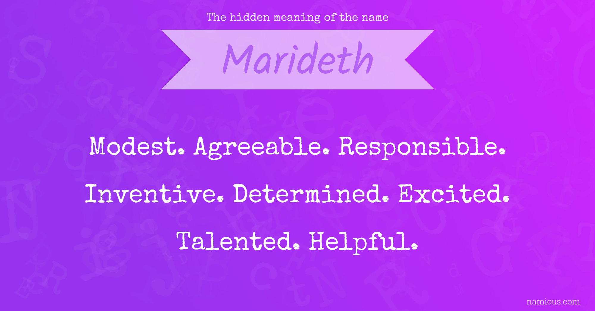 The hidden meaning of the name Marideth