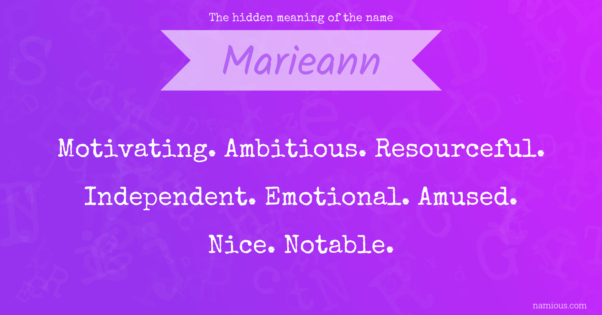 The hidden meaning of the name Marieann