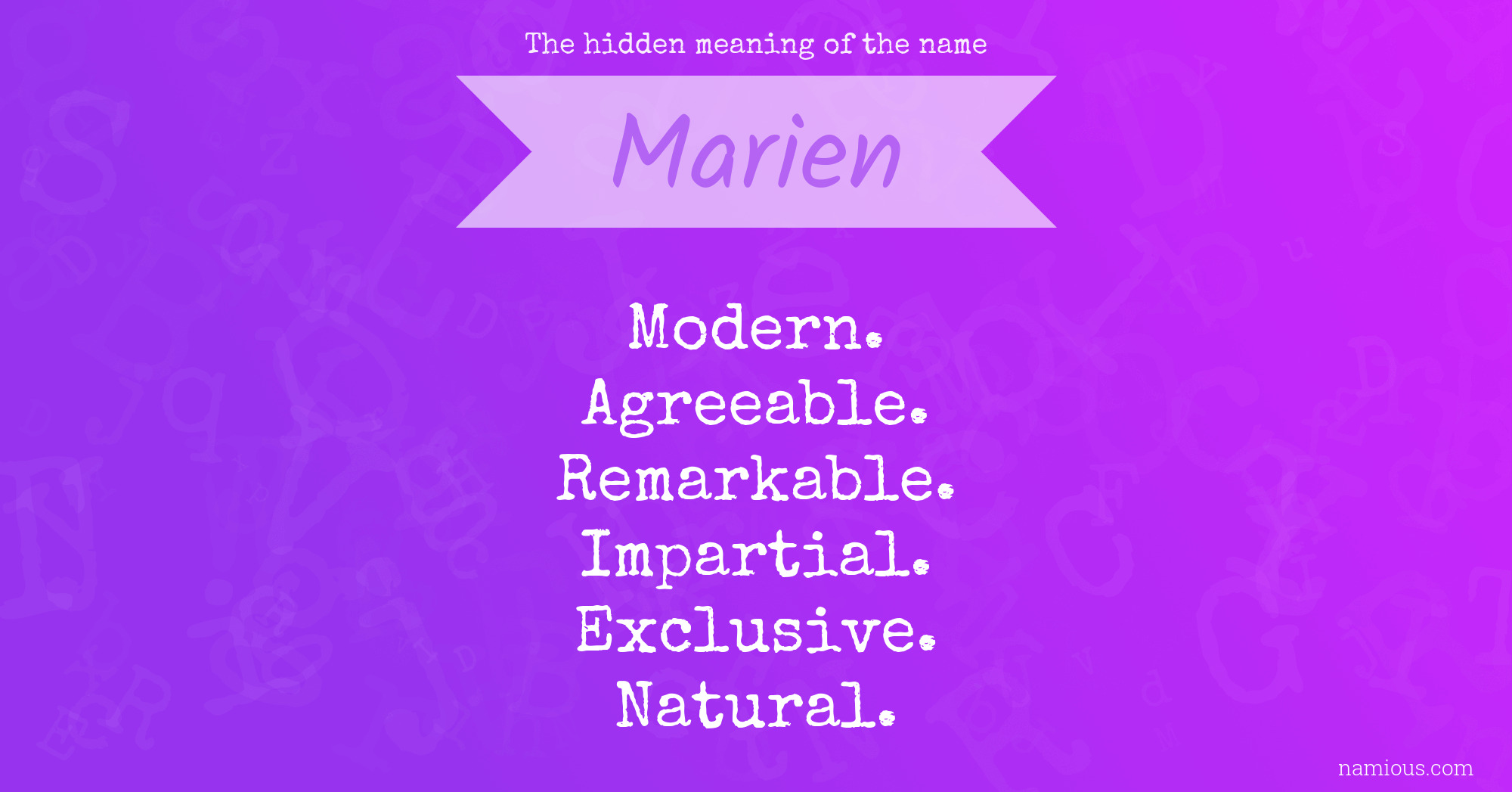 The hidden meaning of the name Marien