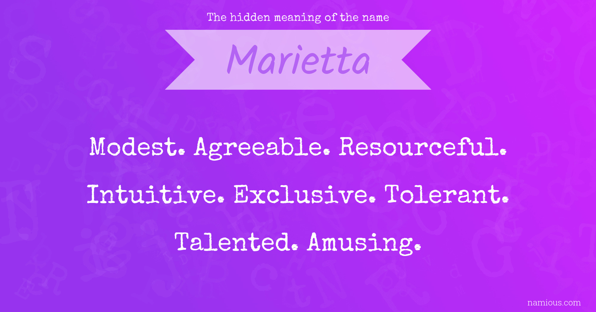 The hidden meaning of the name Marietta