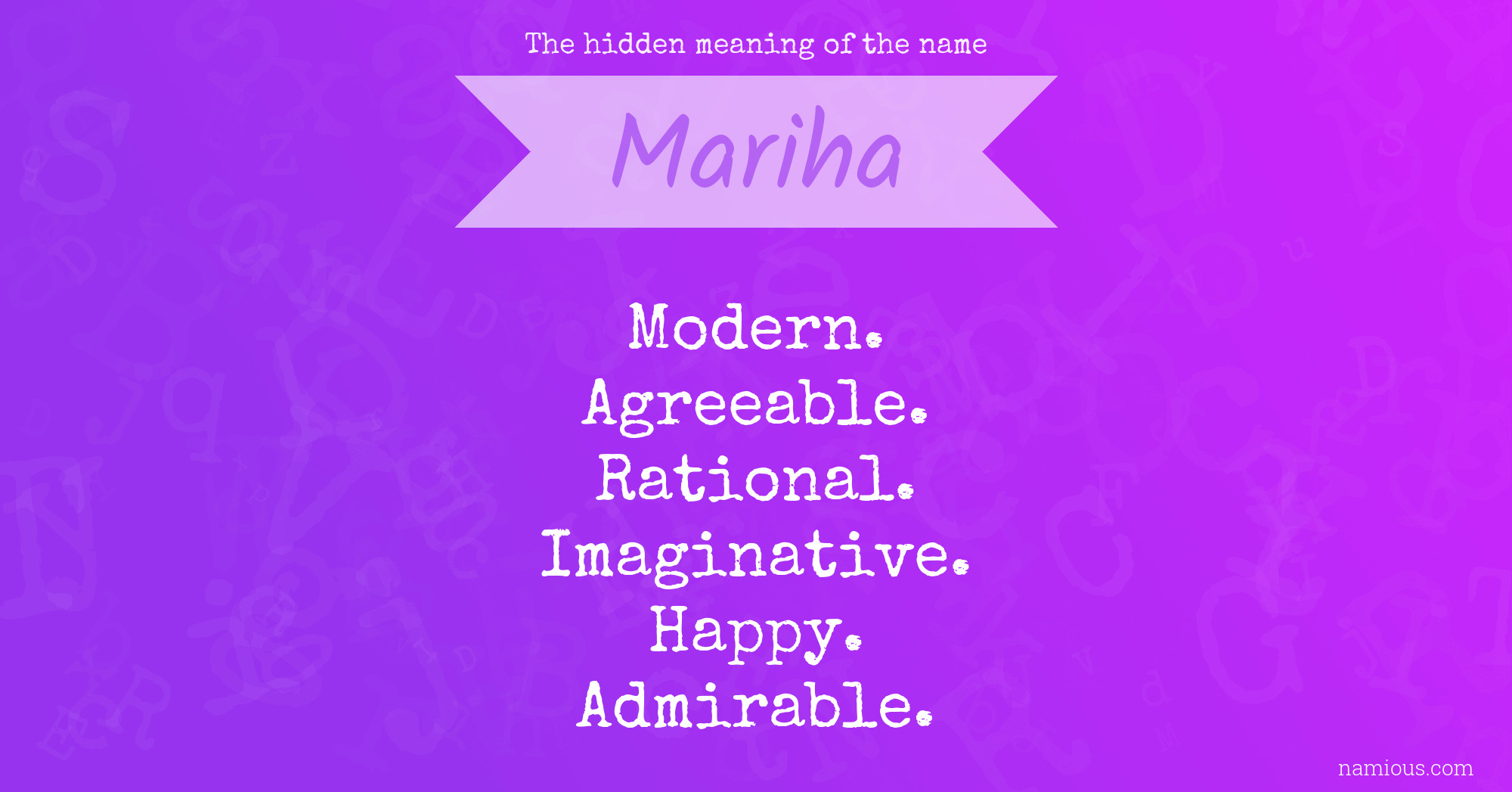 The hidden meaning of the name Mariha