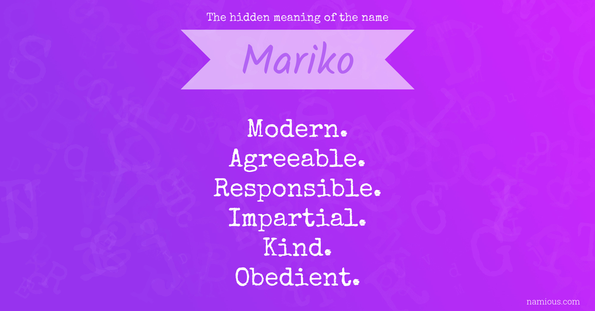 The hidden meaning of the name Mariko