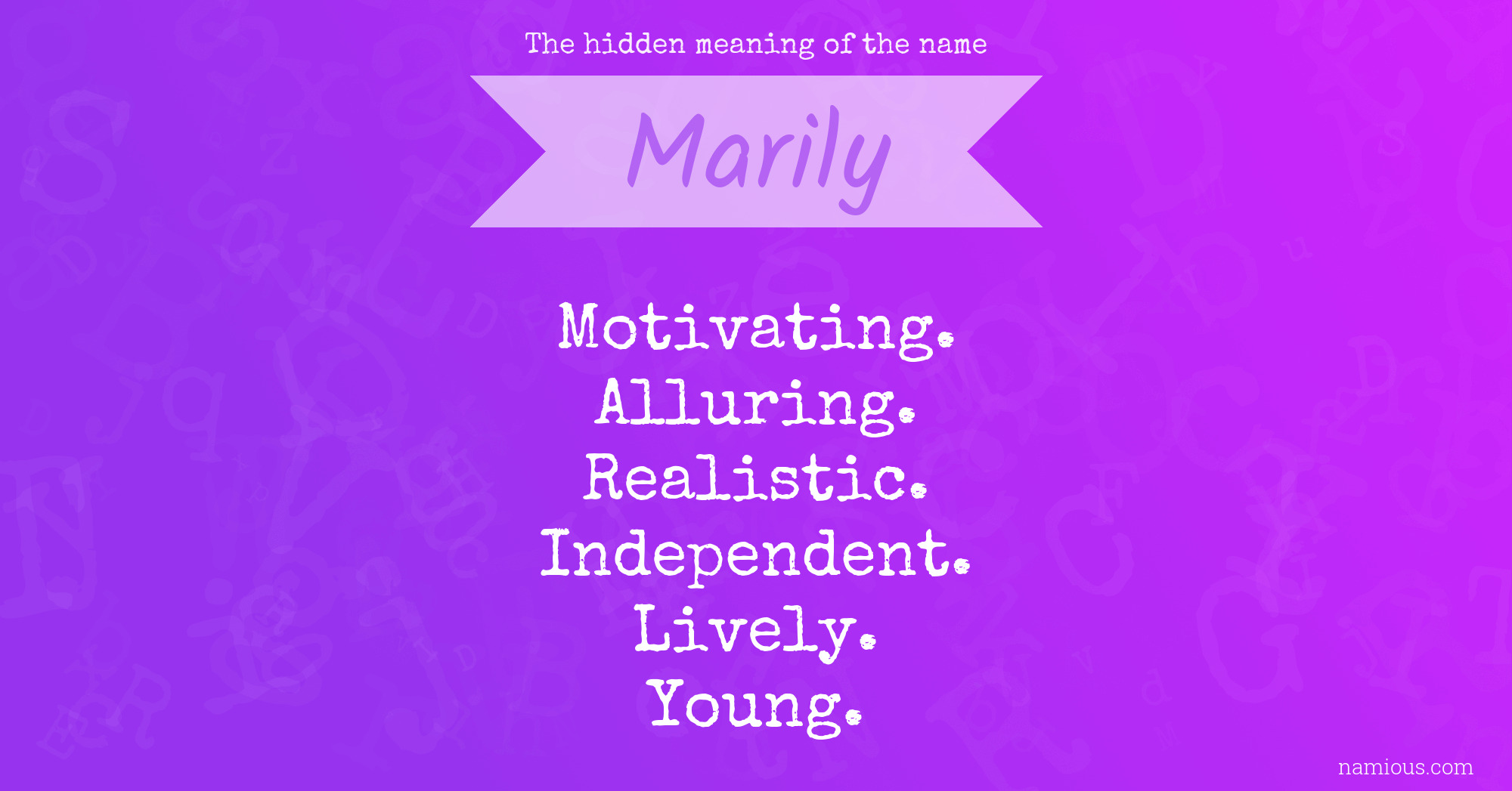 The hidden meaning of the name Marily