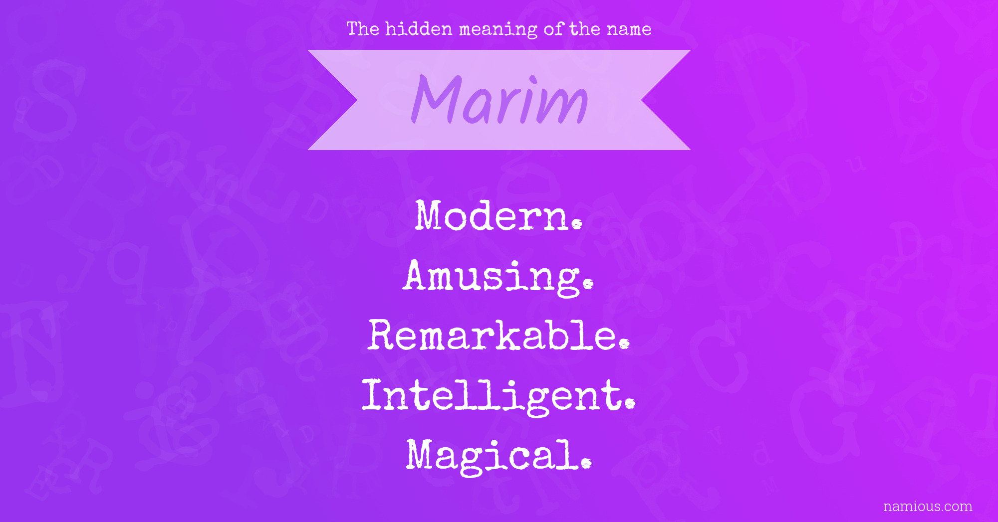 The hidden meaning of the name Marim