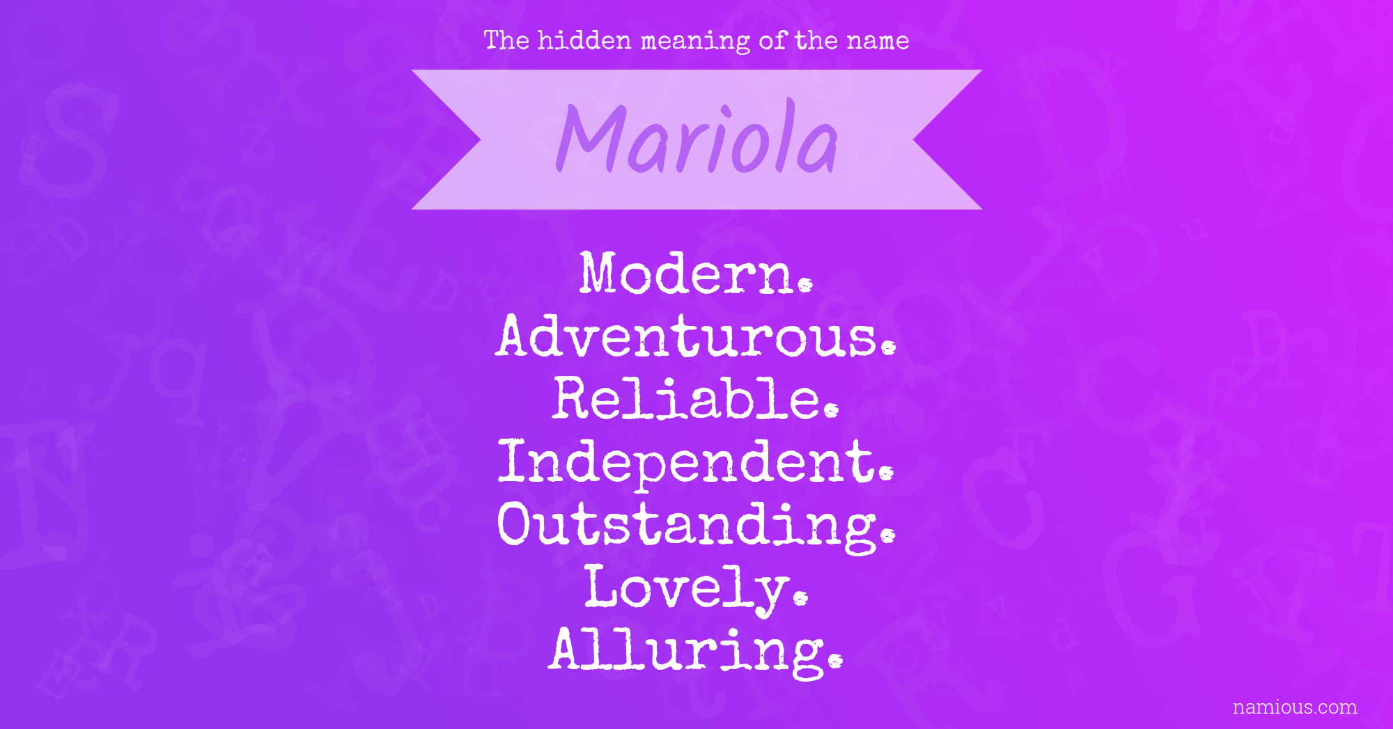 The hidden meaning of the name Mariola