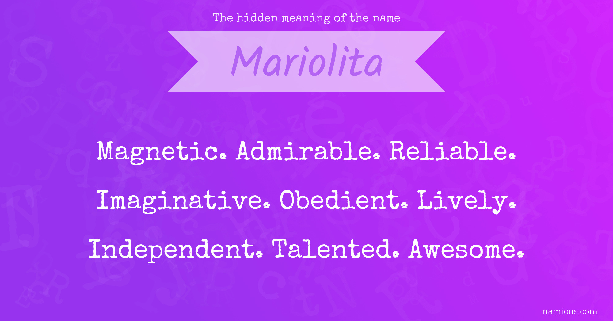 The hidden meaning of the name Mariolita