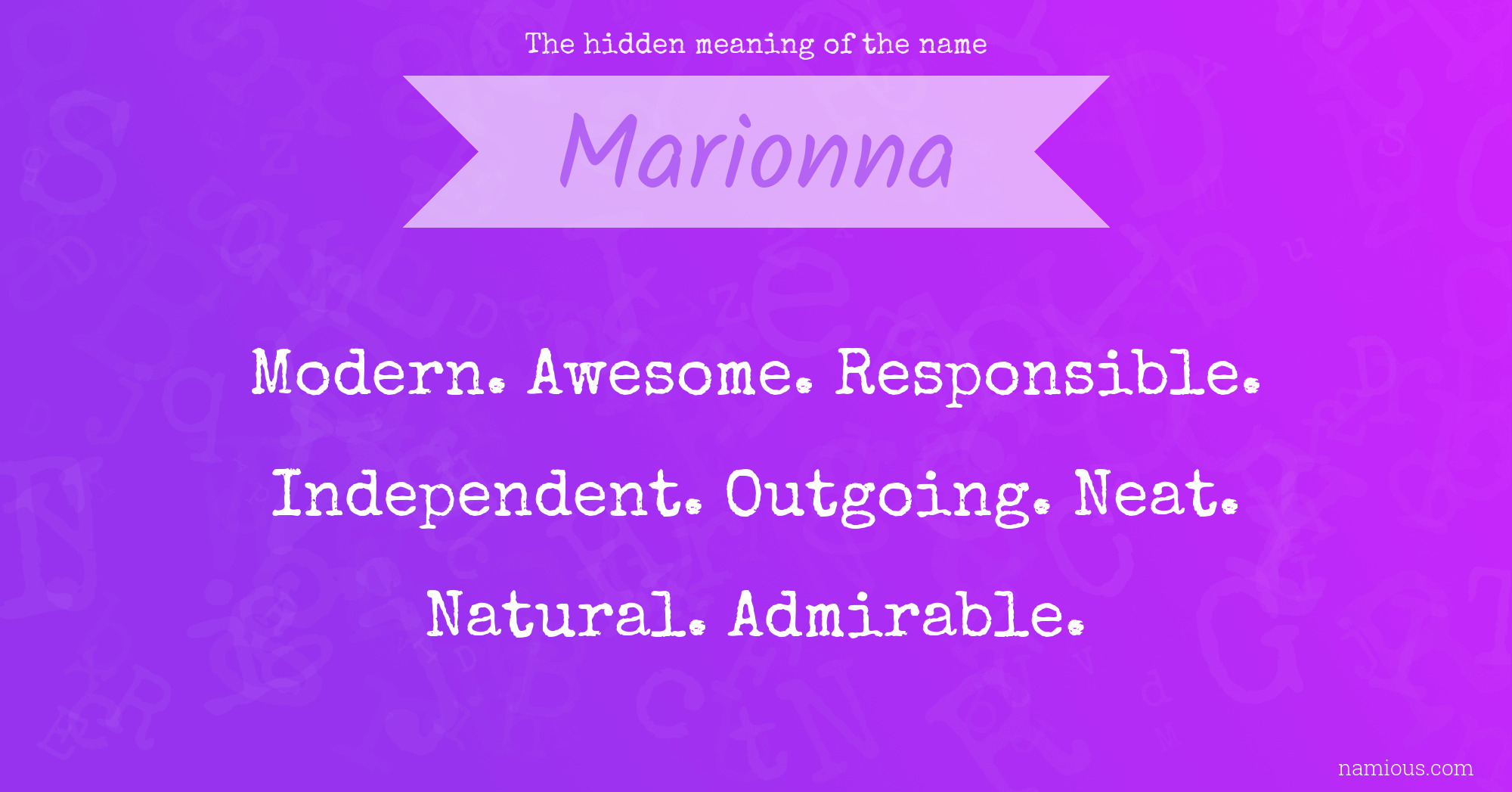 The hidden meaning of the name Marionna