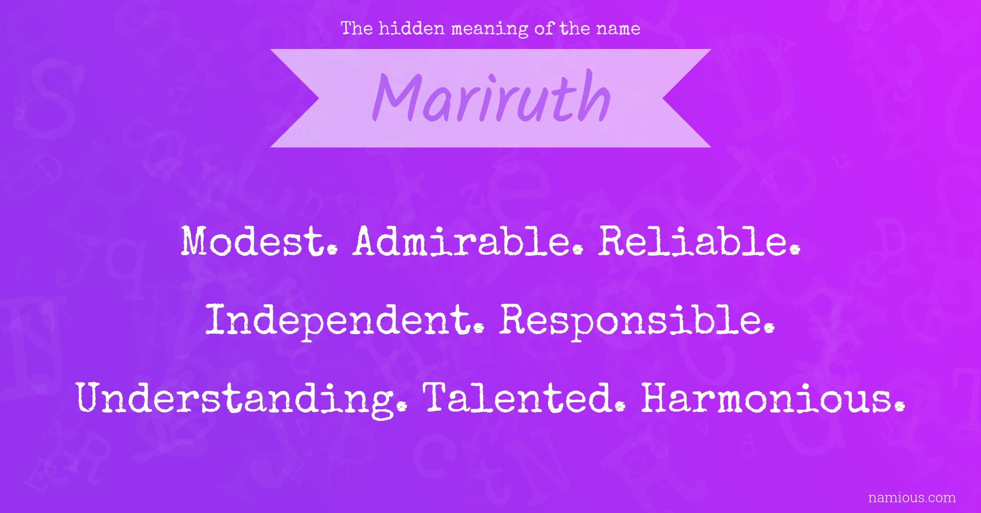 The hidden meaning of the name Mariruth