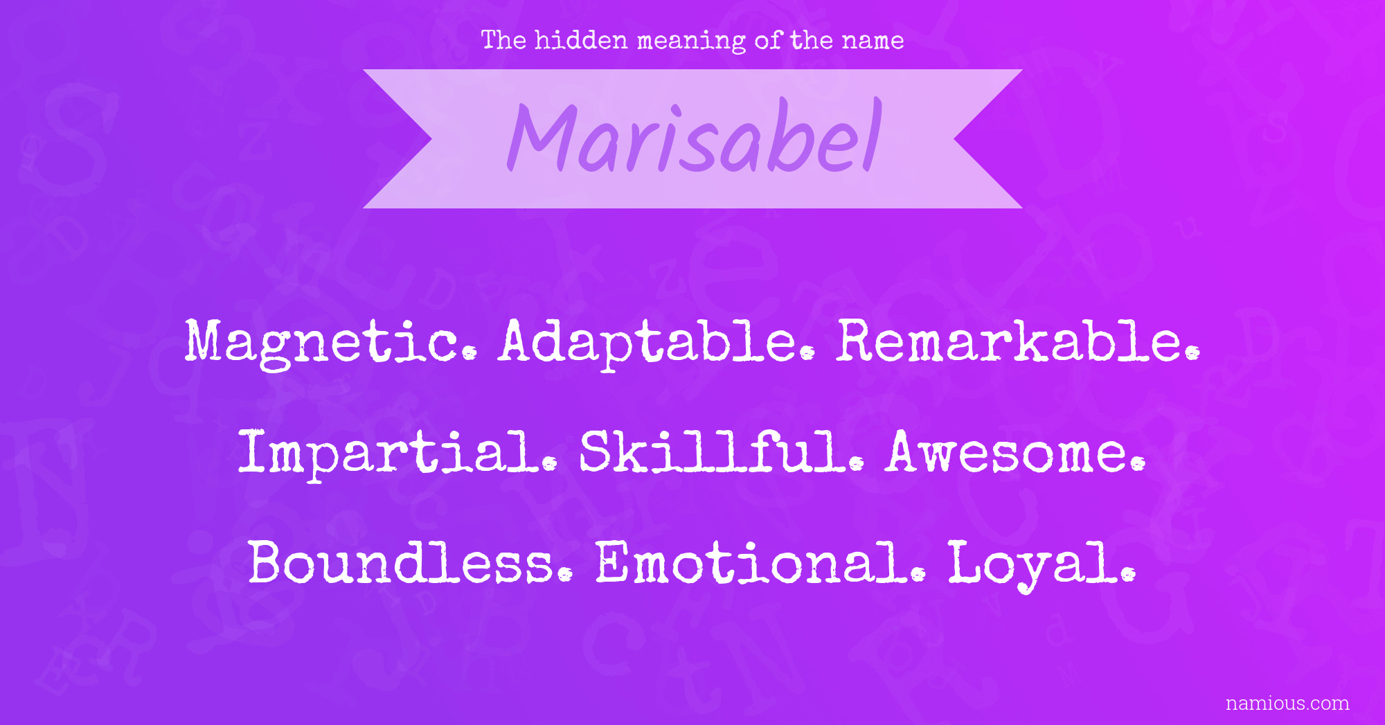 The hidden meaning of the name Marisabel