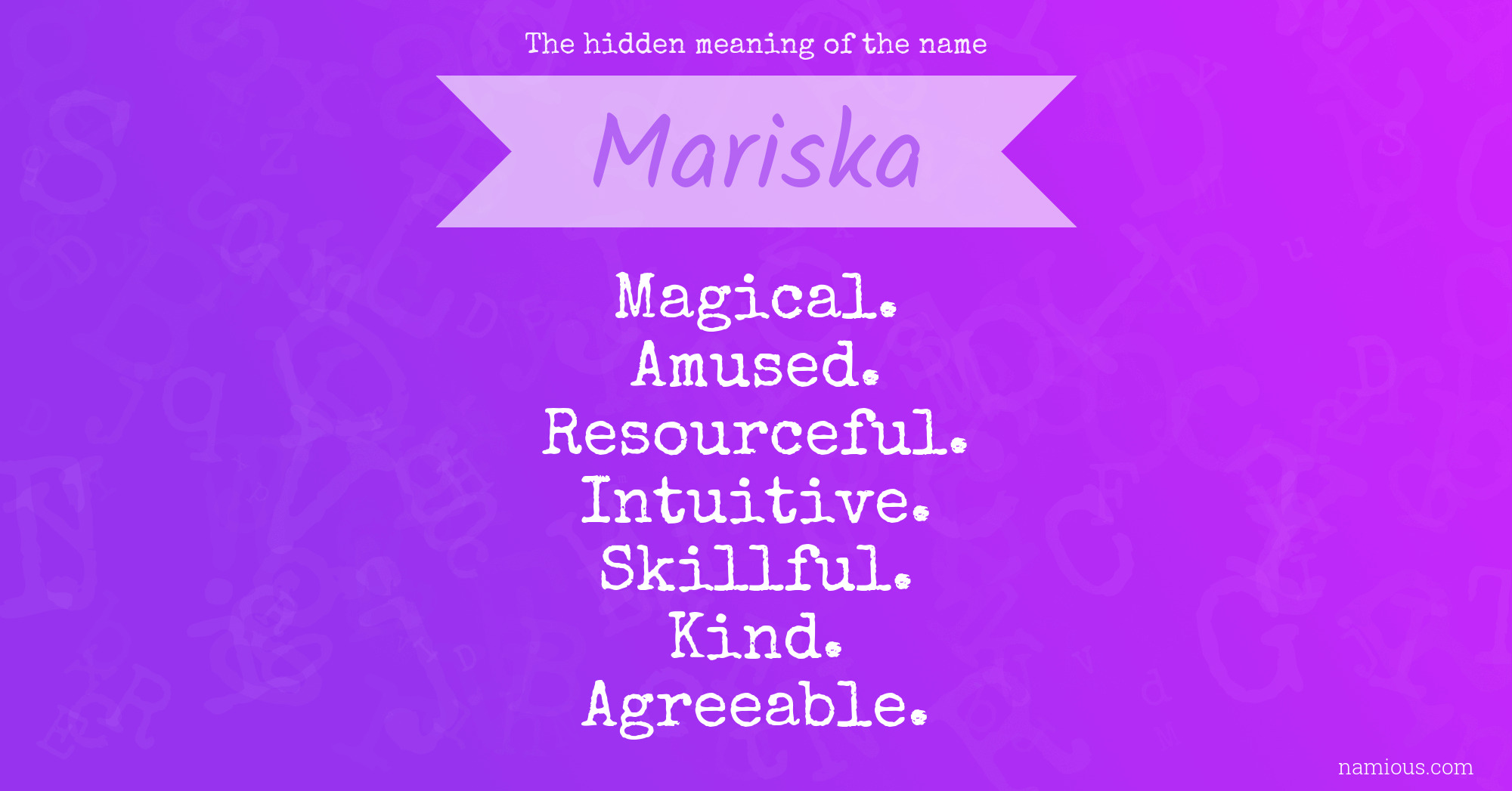 The hidden meaning of the name Mariska