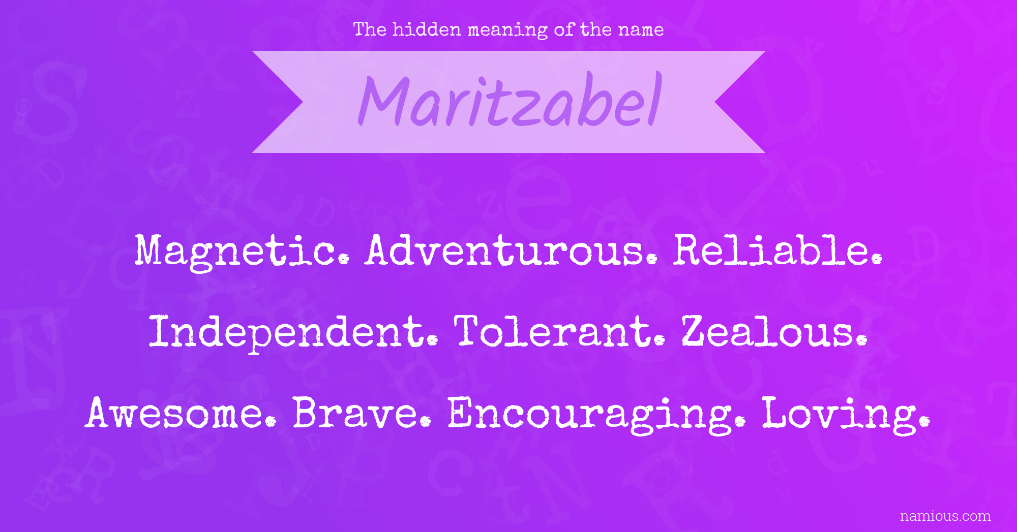 The hidden meaning of the name Maritzabel