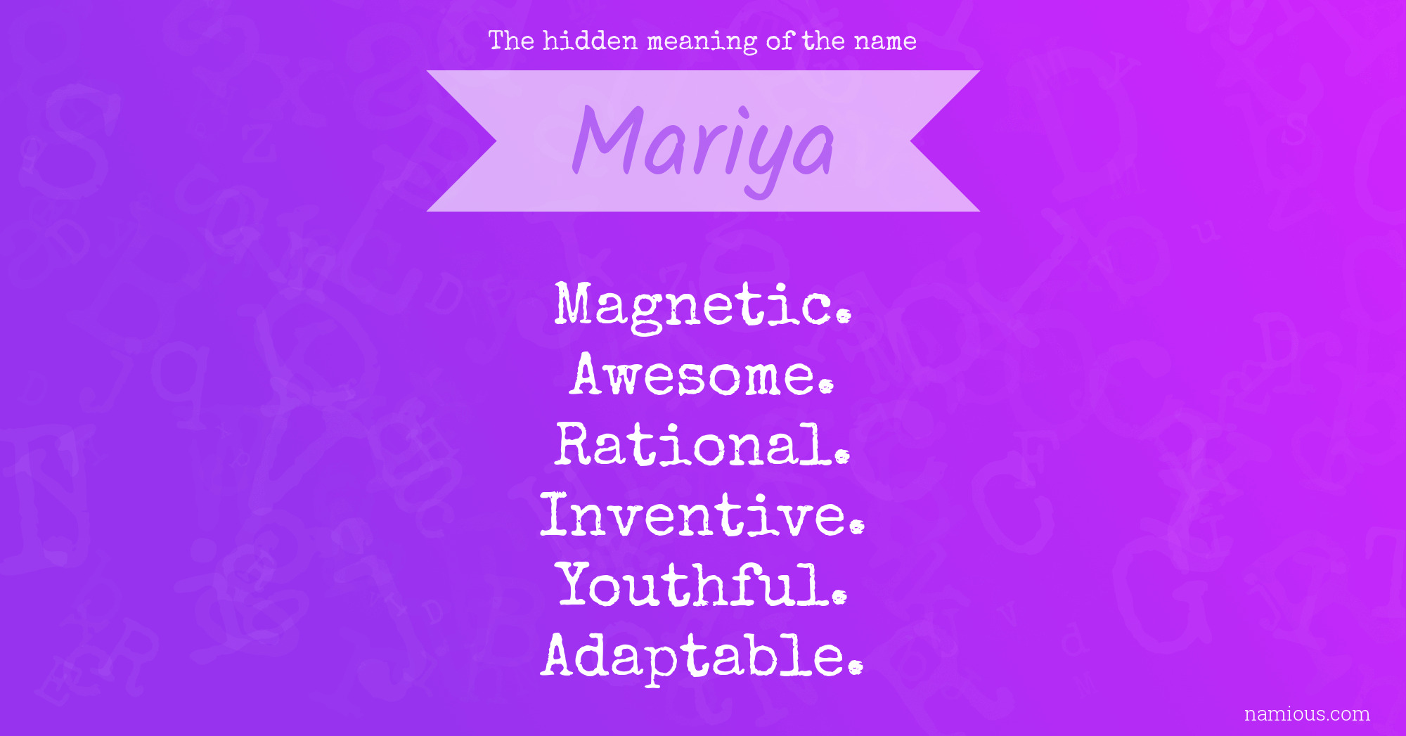 The hidden meaning of the name Mariya