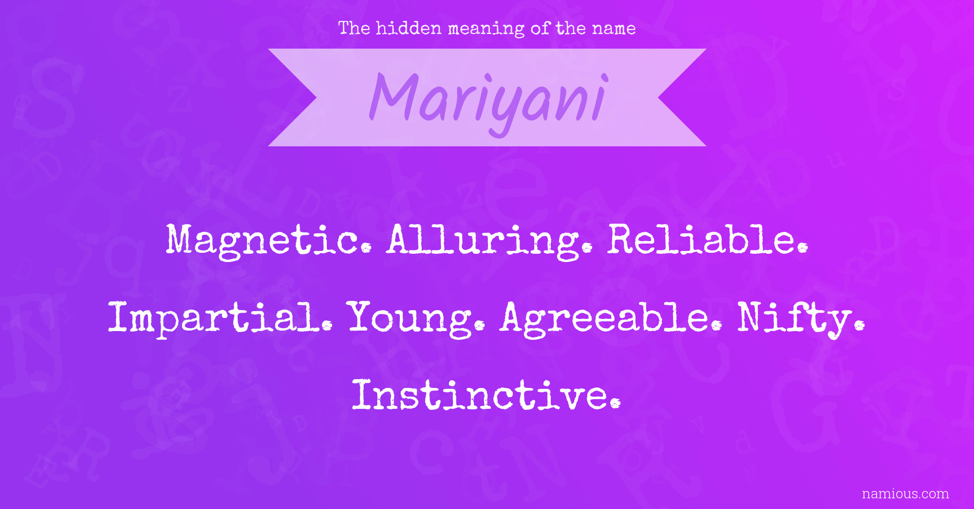 The hidden meaning of the name Mariyani