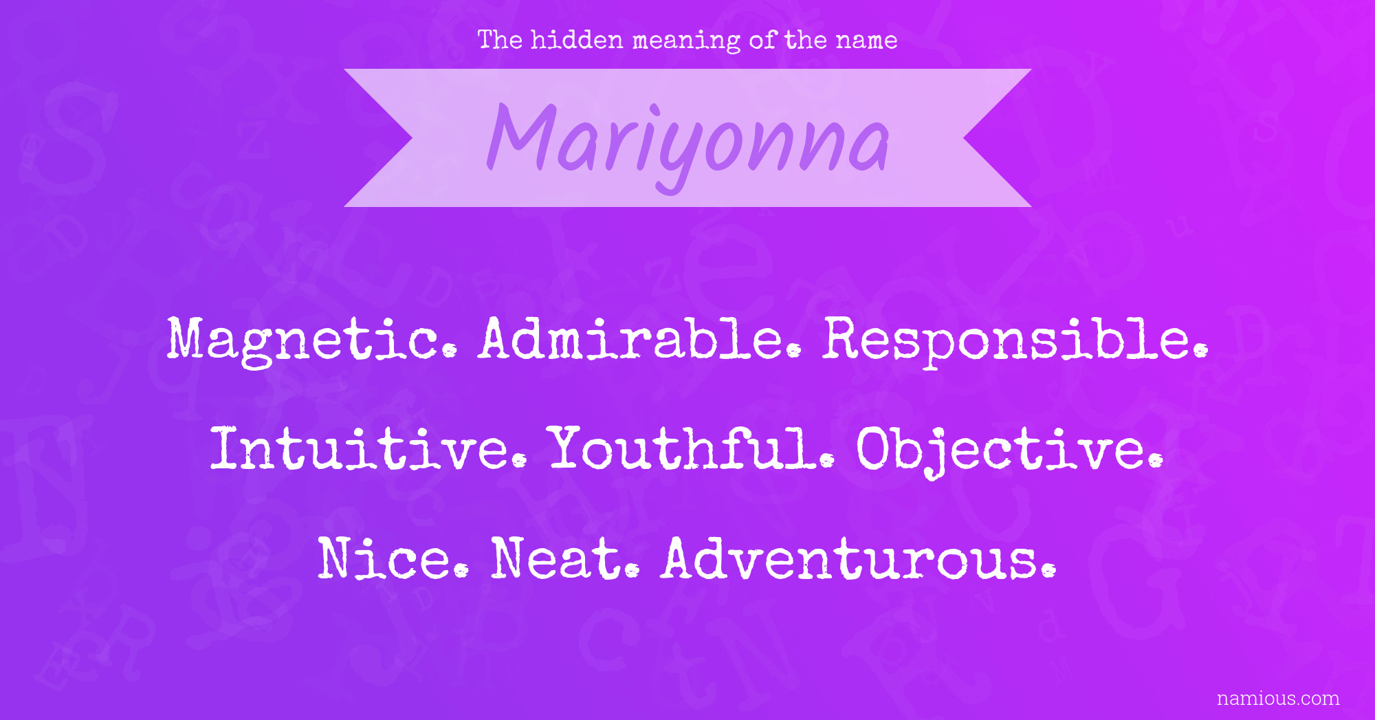 The hidden meaning of the name Mariyonna