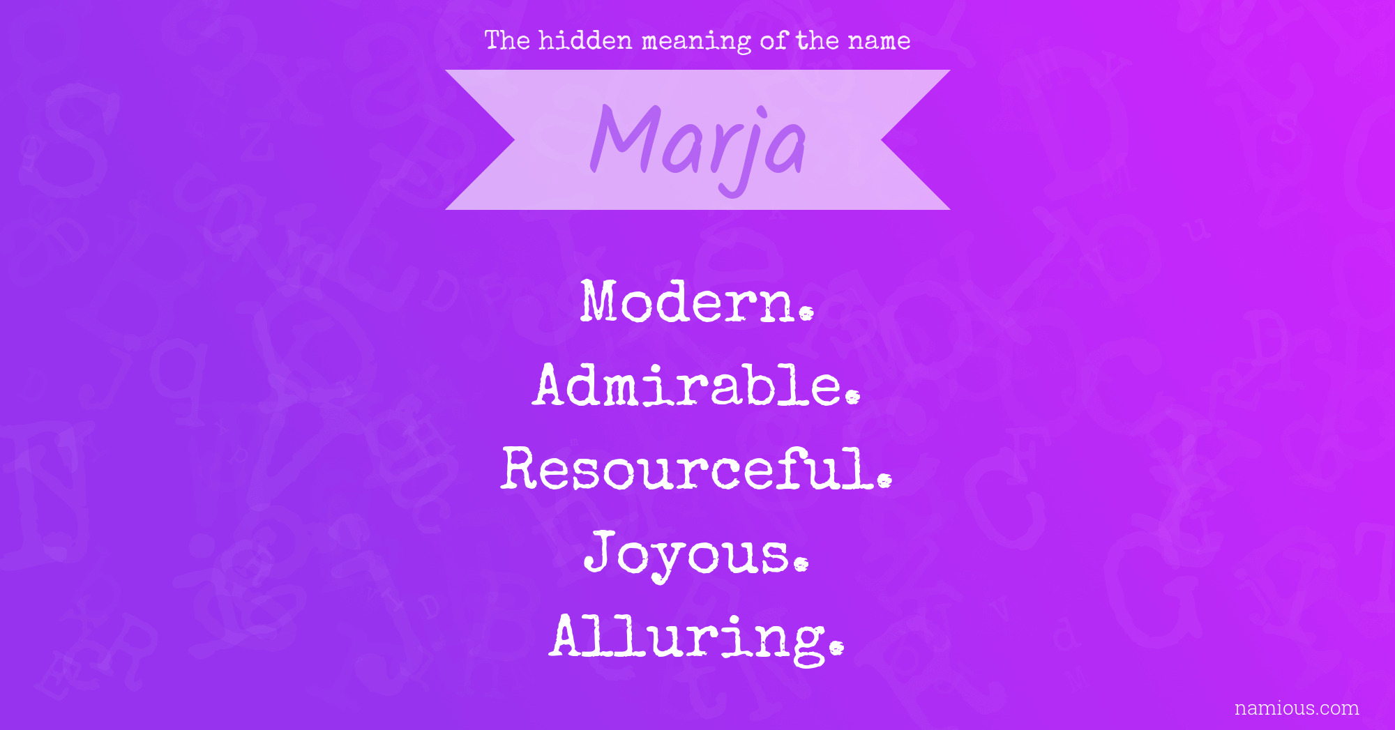 The hidden meaning of the name Marja