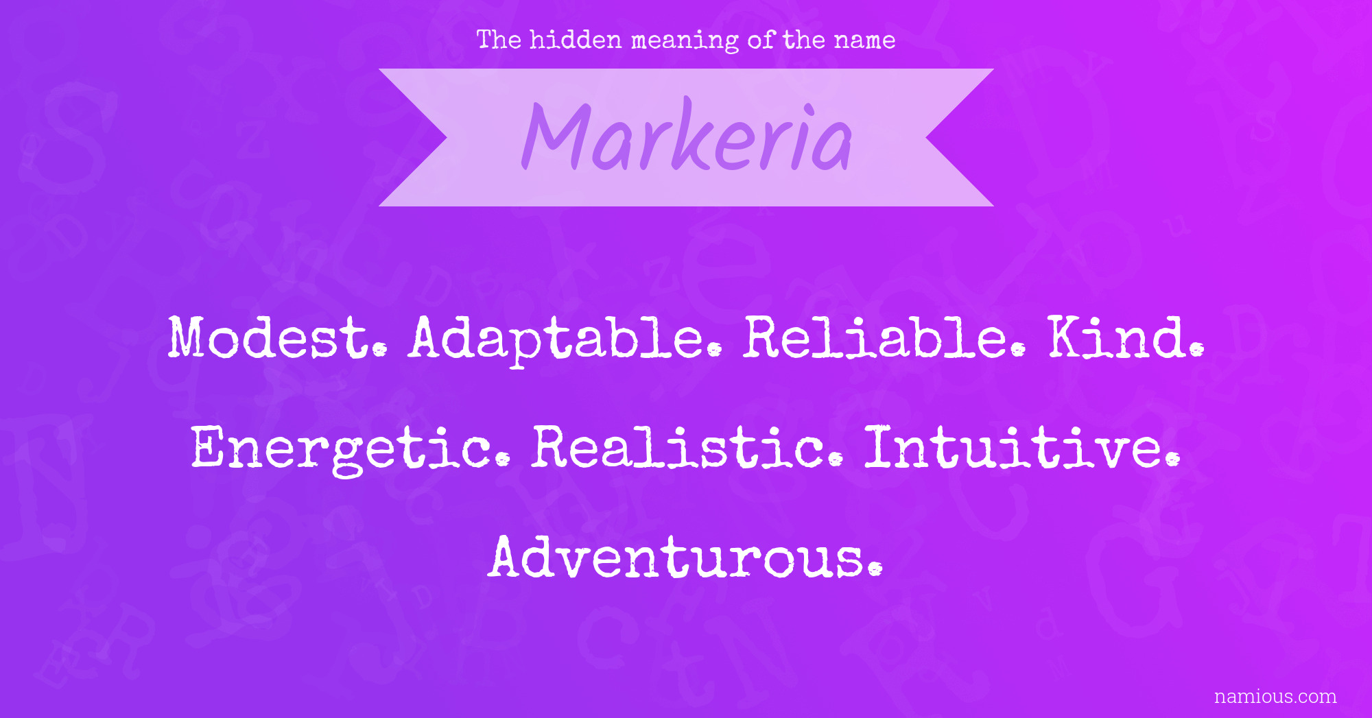 The hidden meaning of the name Markeria