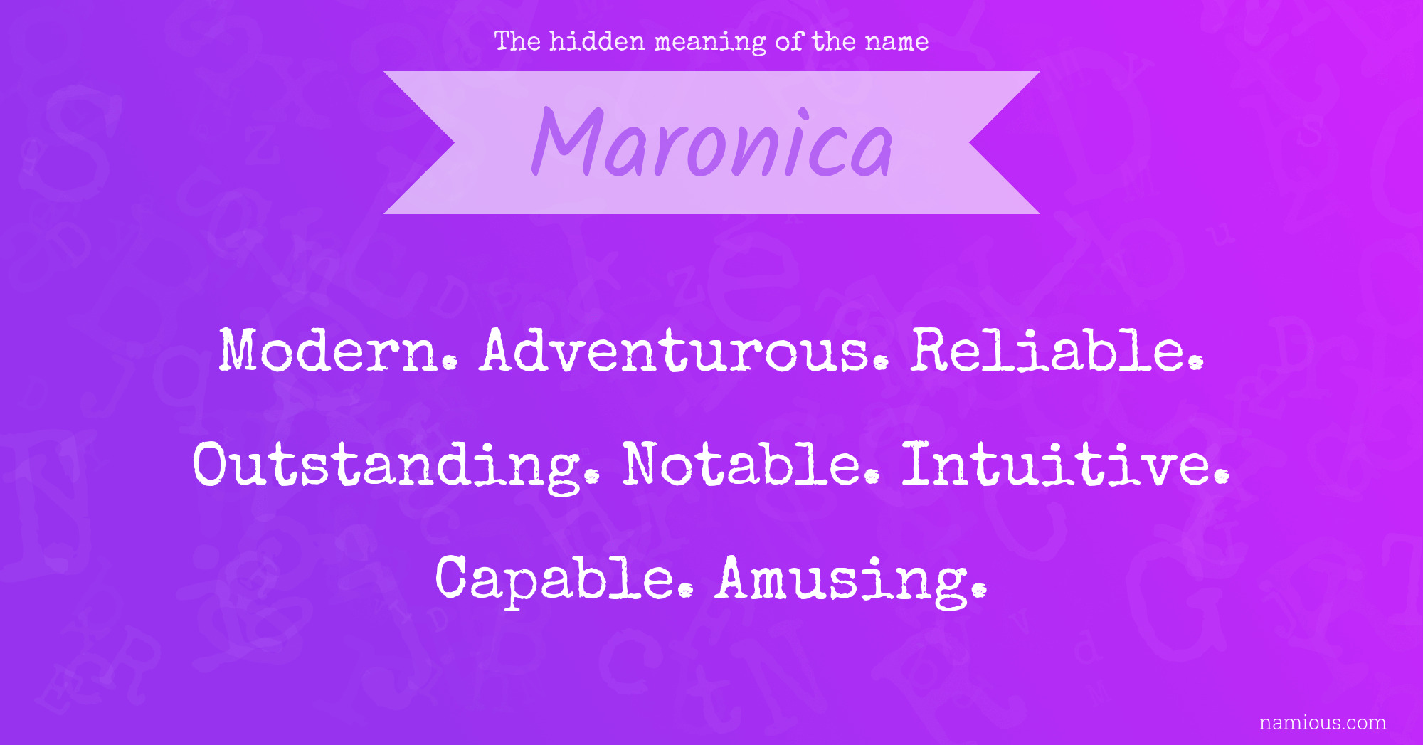 The hidden meaning of the name Maronica