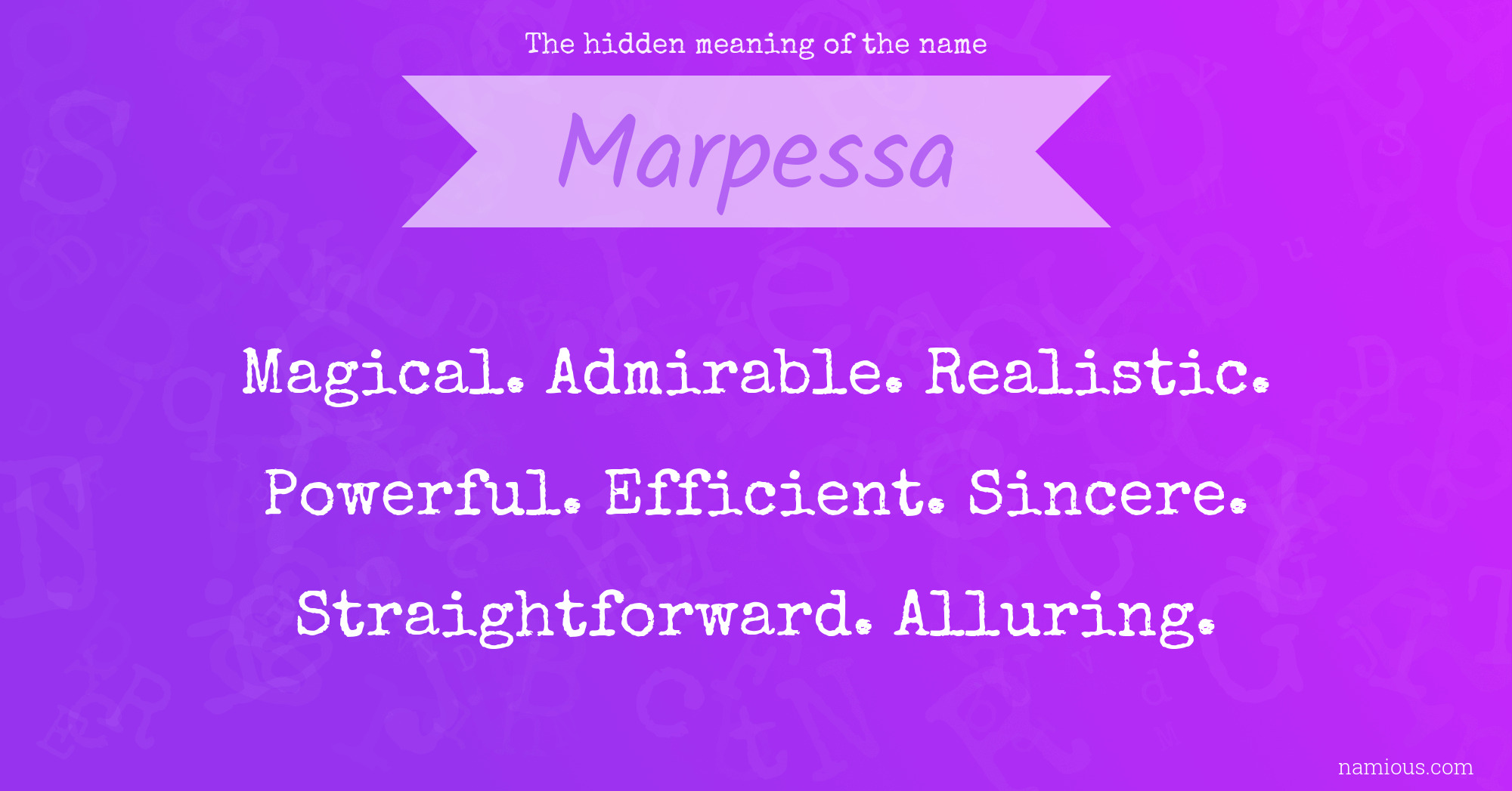 The hidden meaning of the name Marpessa