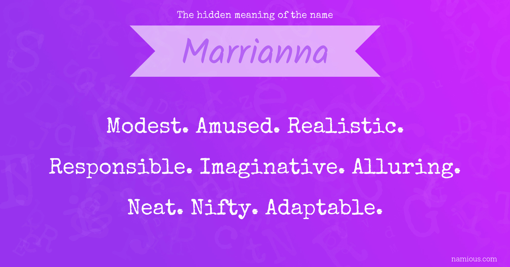 The hidden meaning of the name Marrianna