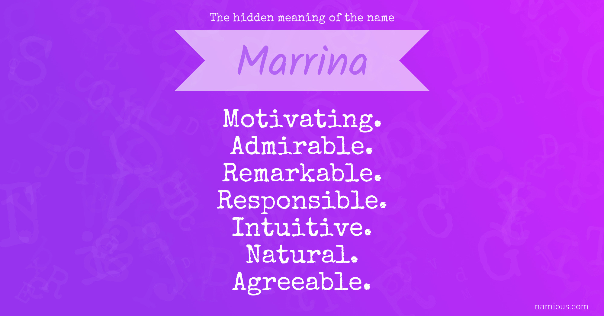 The hidden meaning of the name Marrina