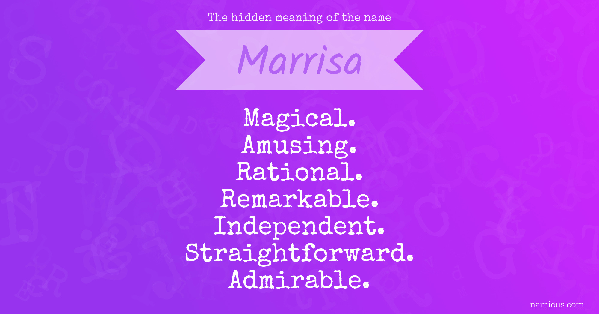 The hidden meaning of the name Marrisa