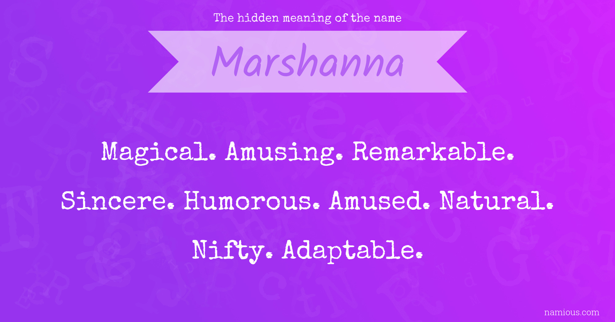 The hidden meaning of the name Marshanna