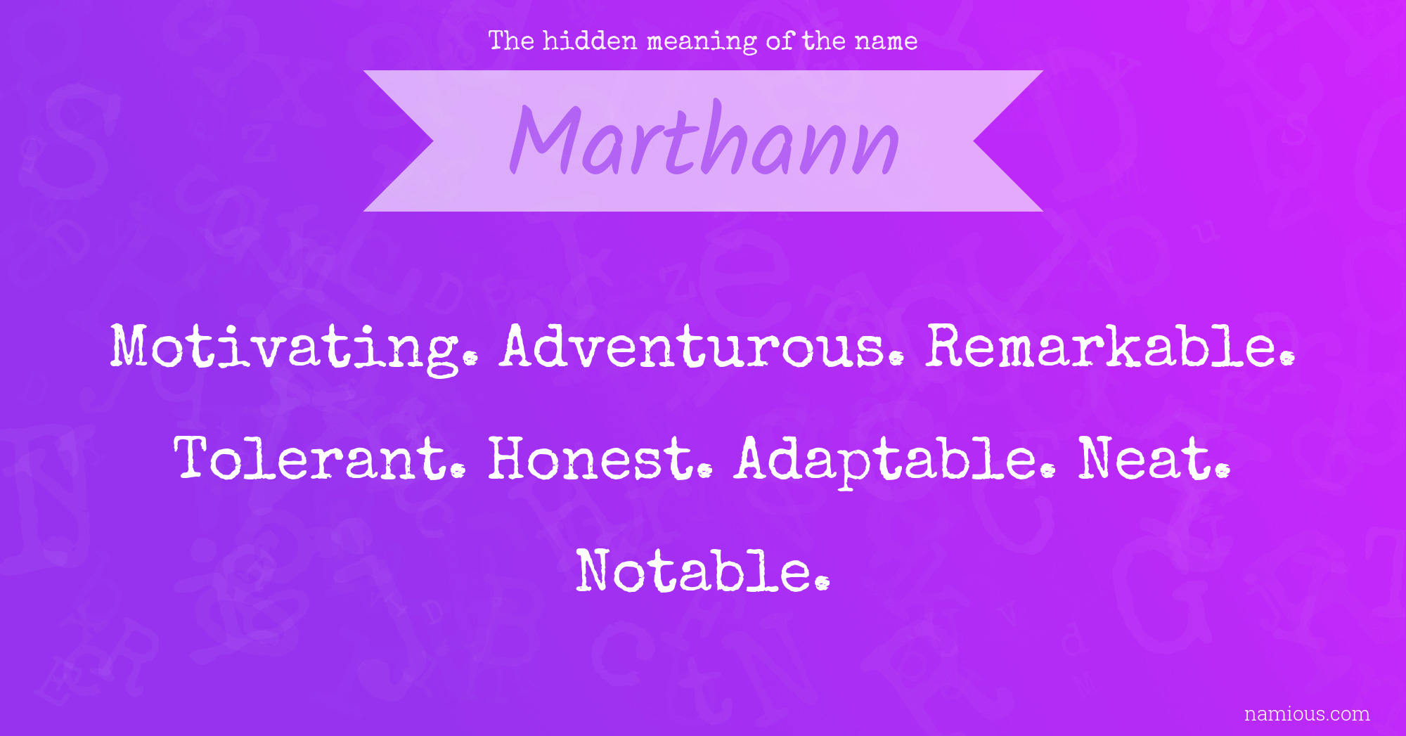 The hidden meaning of the name Marthann