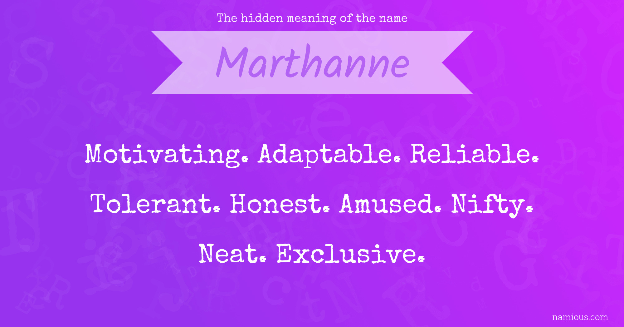 The hidden meaning of the name Marthanne