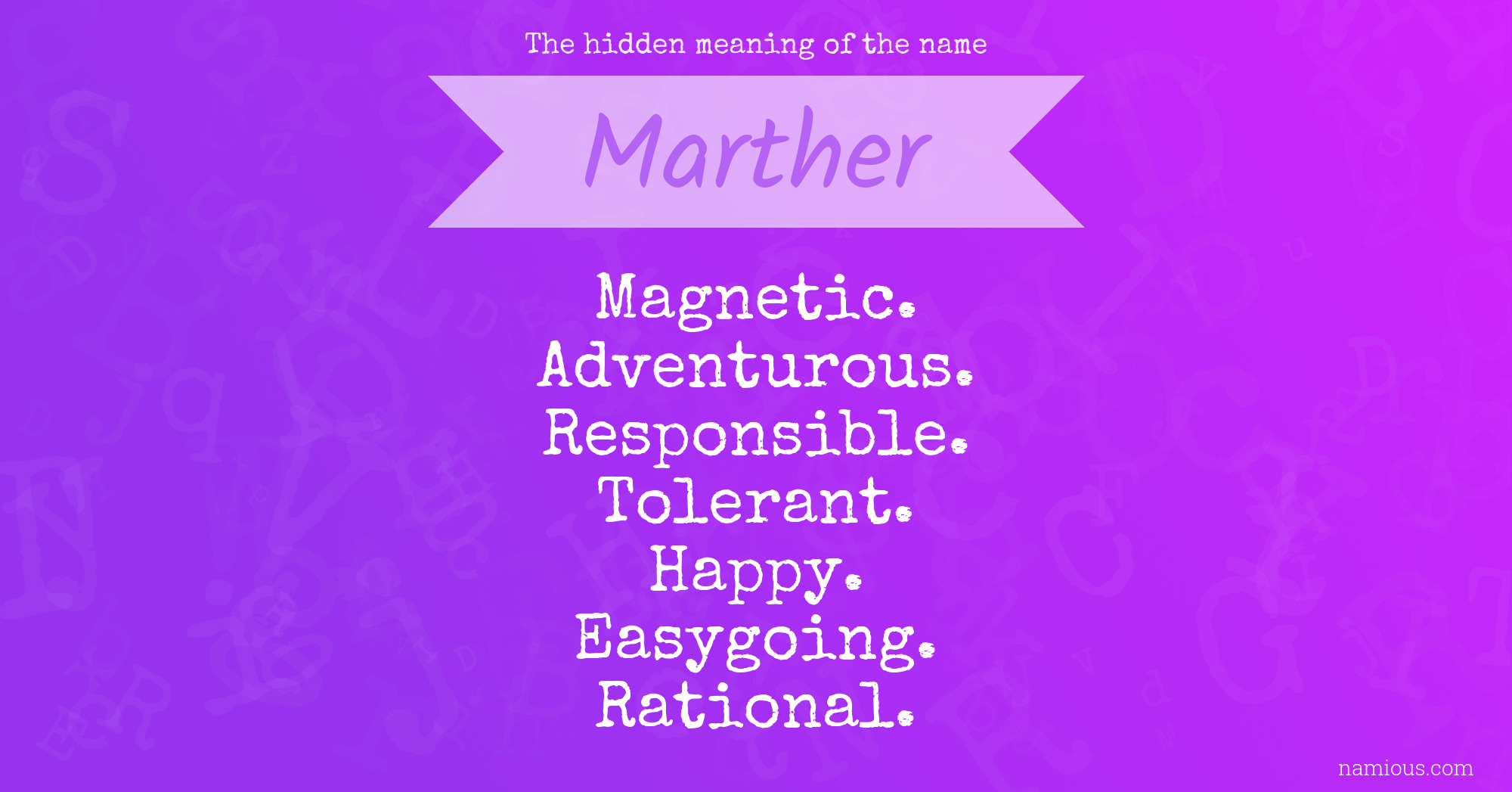 The hidden meaning of the name Marther