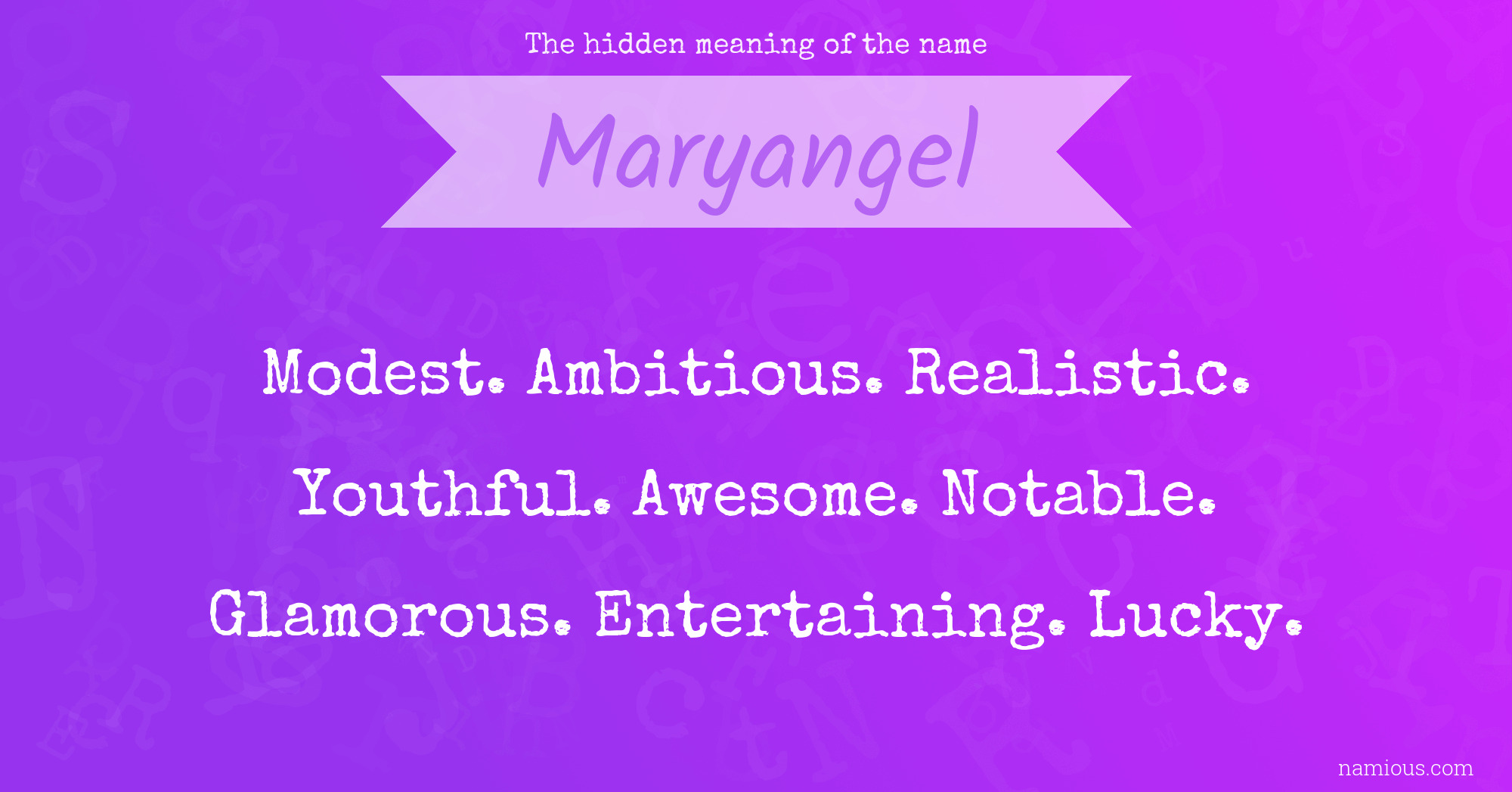 The hidden meaning of the name Maryangel