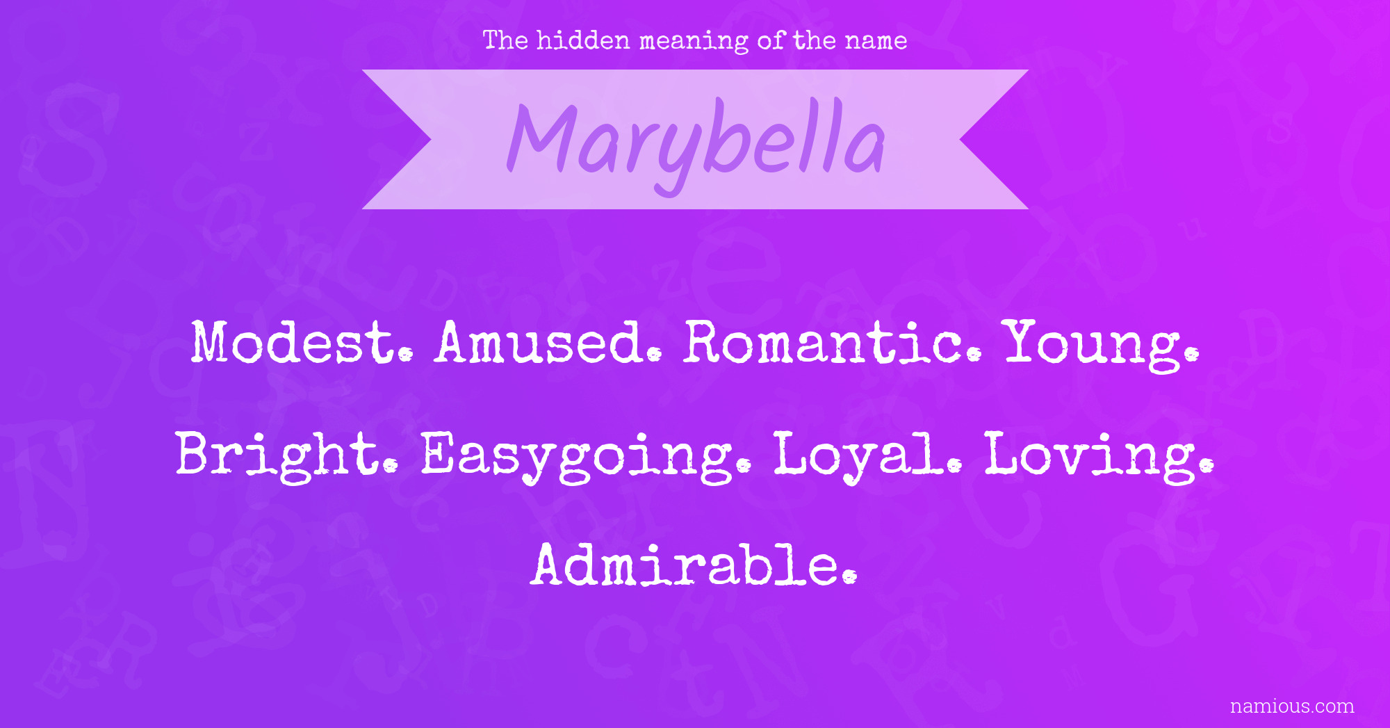 The hidden meaning of the name Marybella