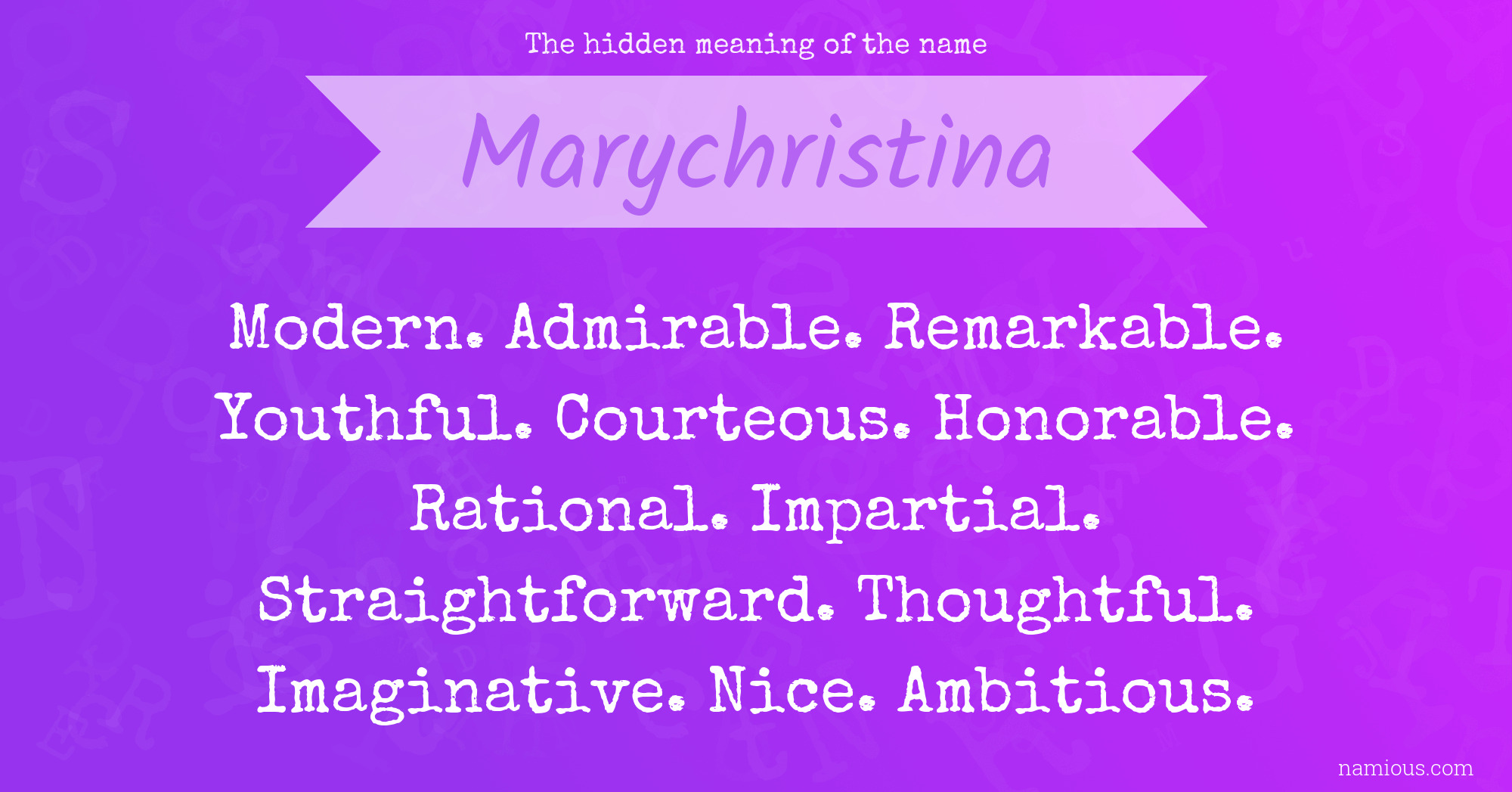 The hidden meaning of the name Marychristina