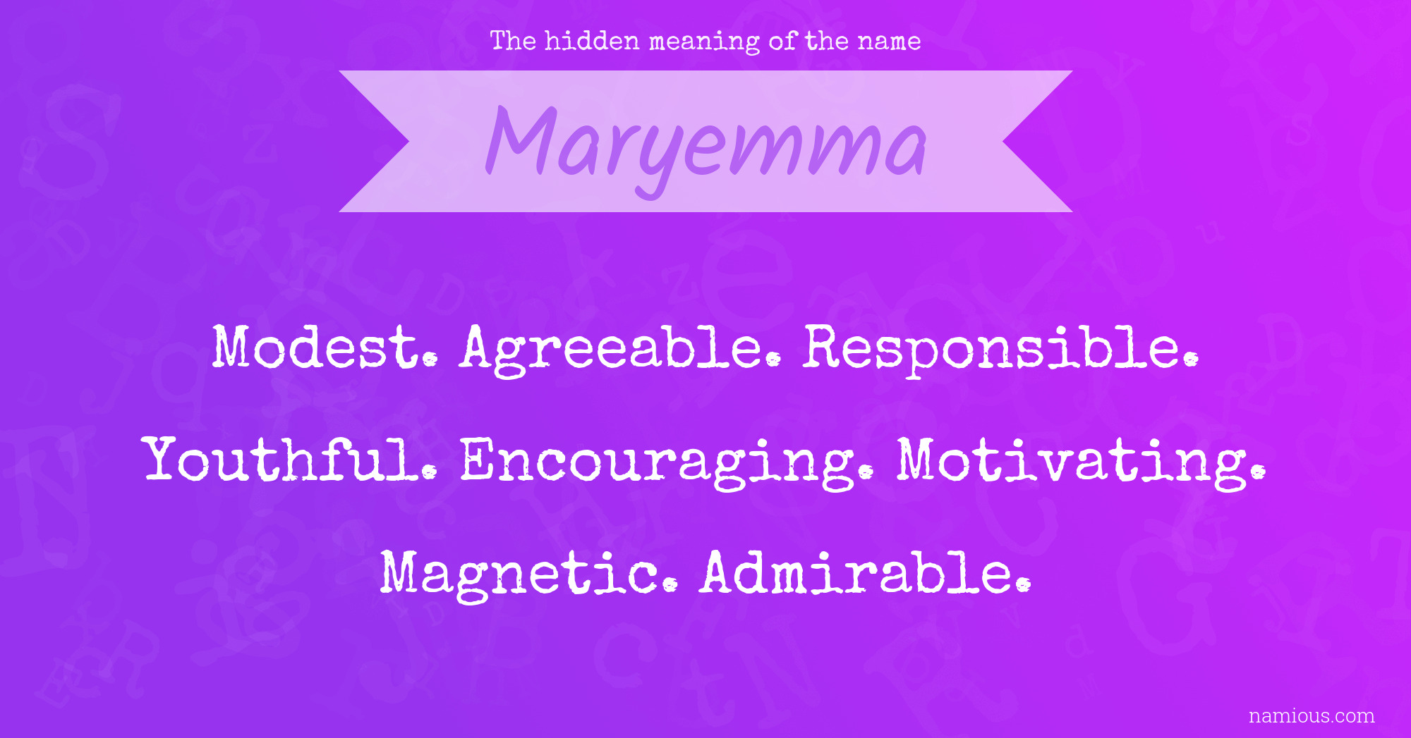 The hidden meaning of the name Maryemma