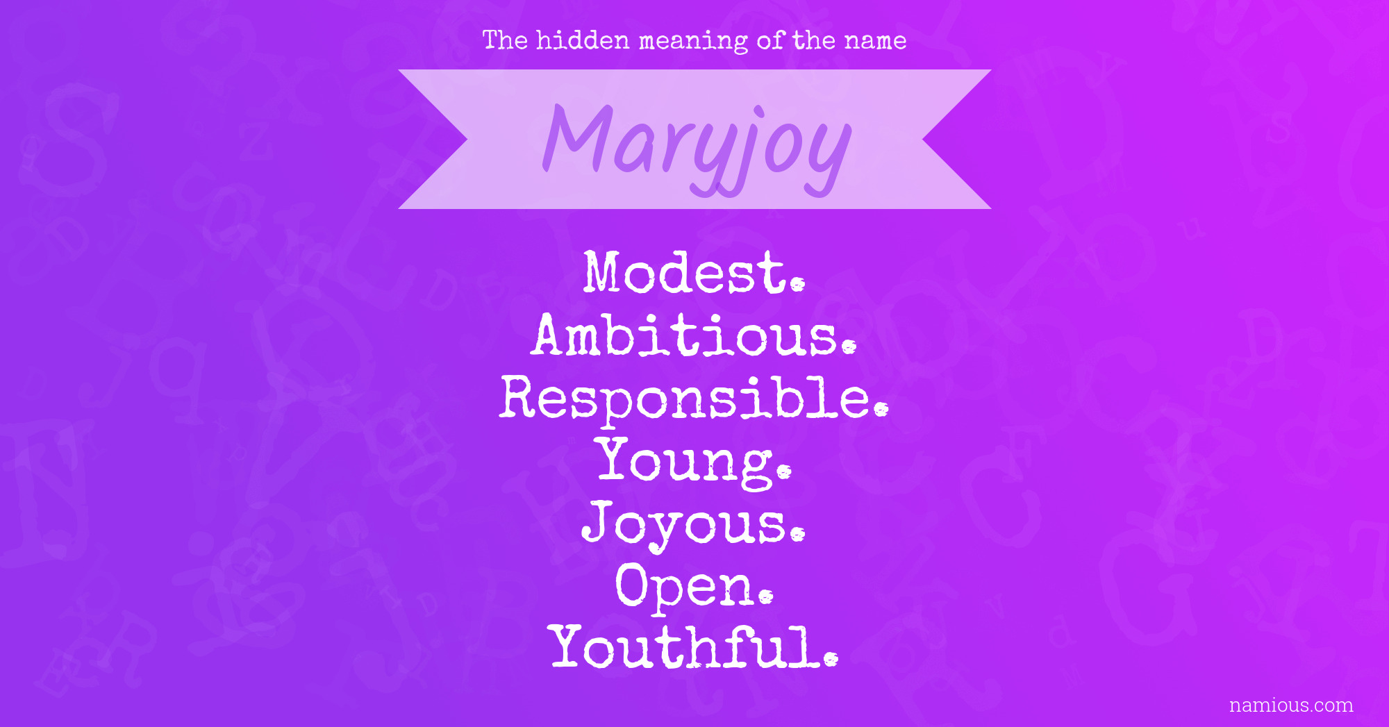 The hidden meaning of the name Maryjoy