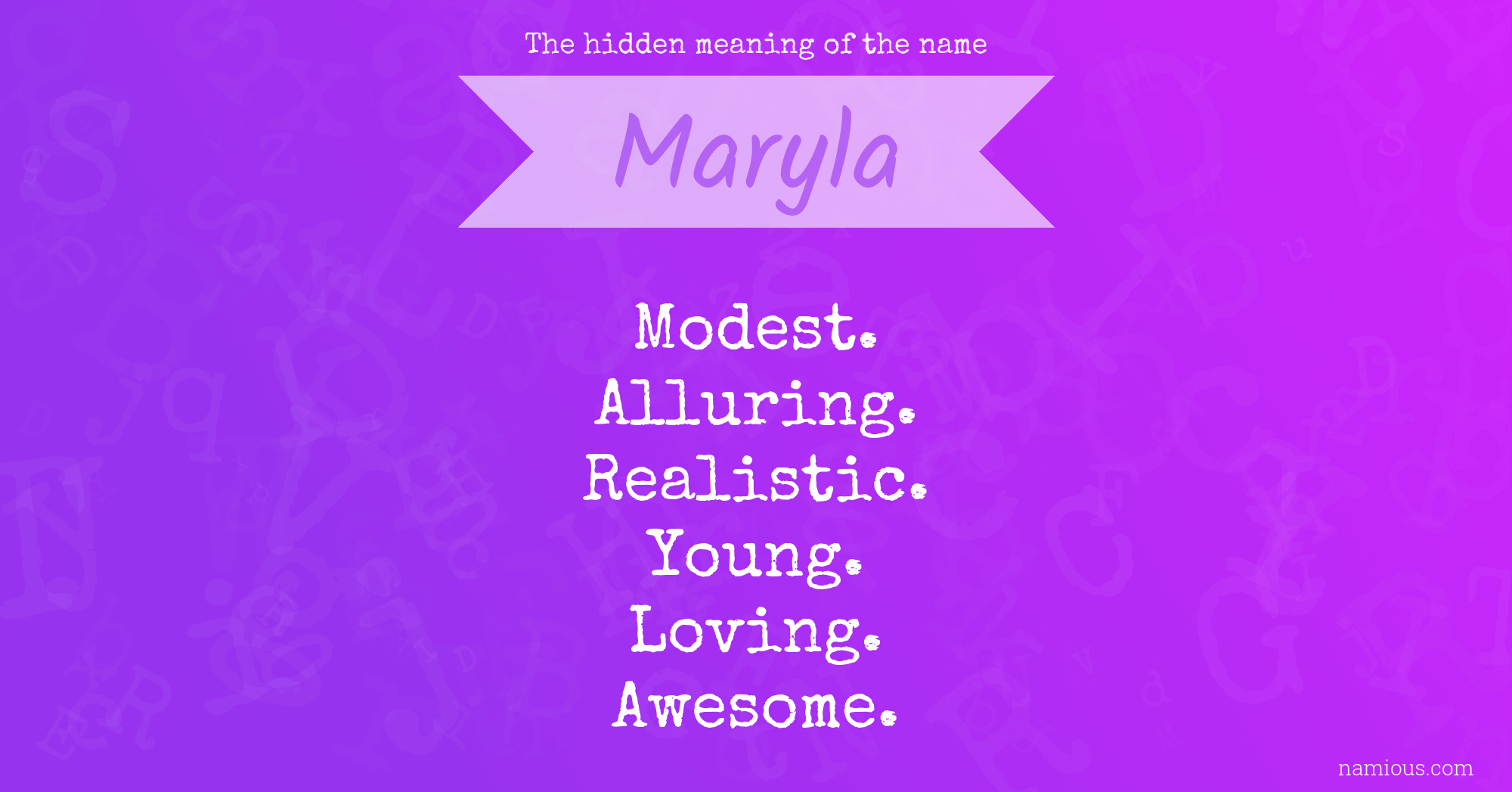 The hidden meaning of the name Maryla